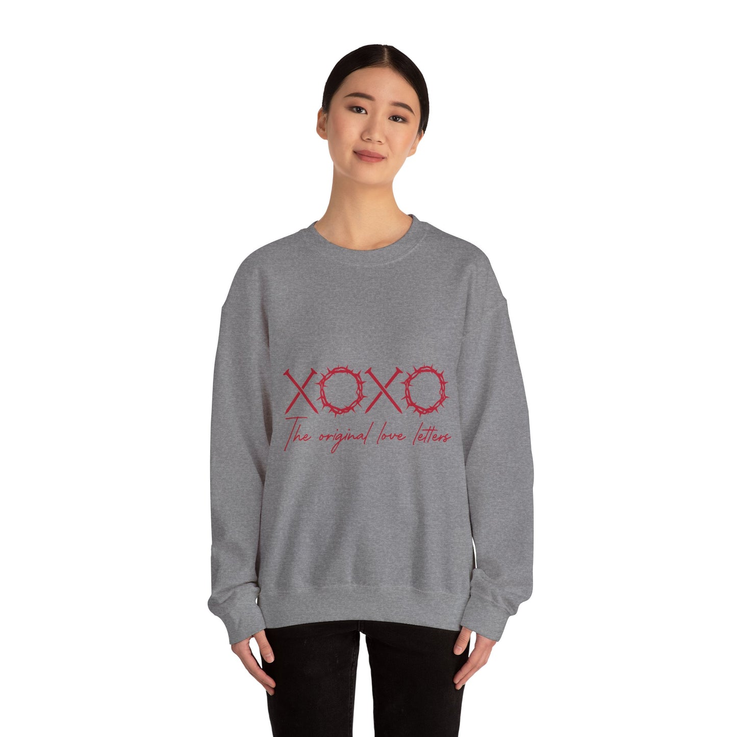 XOXO Love Letters Crewneck Sweatshirt, Unisex Valentines Gift, Cozy Sweatshirt, Perfect for Couples, Romantic Apparel, Casual Wear