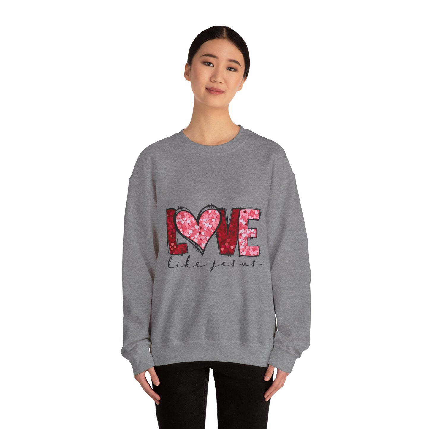 Love Like Jesus Crewneck Sweatshirt, Cozy Unisex Sweatshirt, Christian Apparel, Valentine's Day Gift, Faith-Based Style, Everyday Comfort