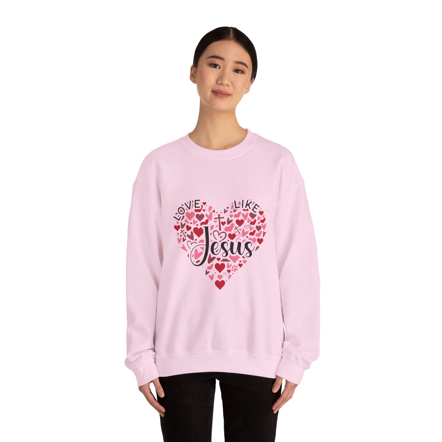 Love Like Jesus Crewneck Sweatshirt Faith Fashion, Religious Apparel, Christian Gifts, Heart Design, Cozy Casual Wear, Perfect for