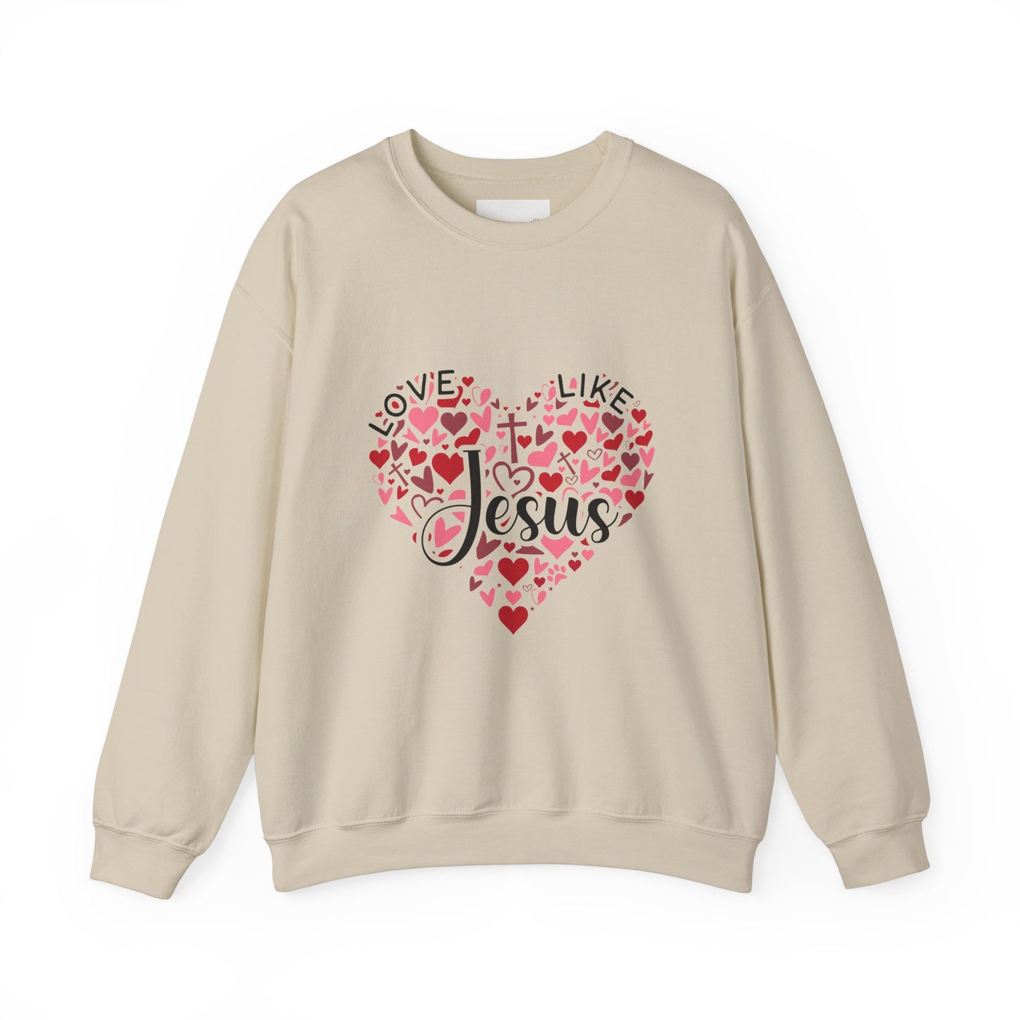 Love Like Jesus Crewneck Sweatshirt Faith Fashion, Religious Apparel, Christian Gifts, Heart Design, Cozy Casual Wear, Perfect for