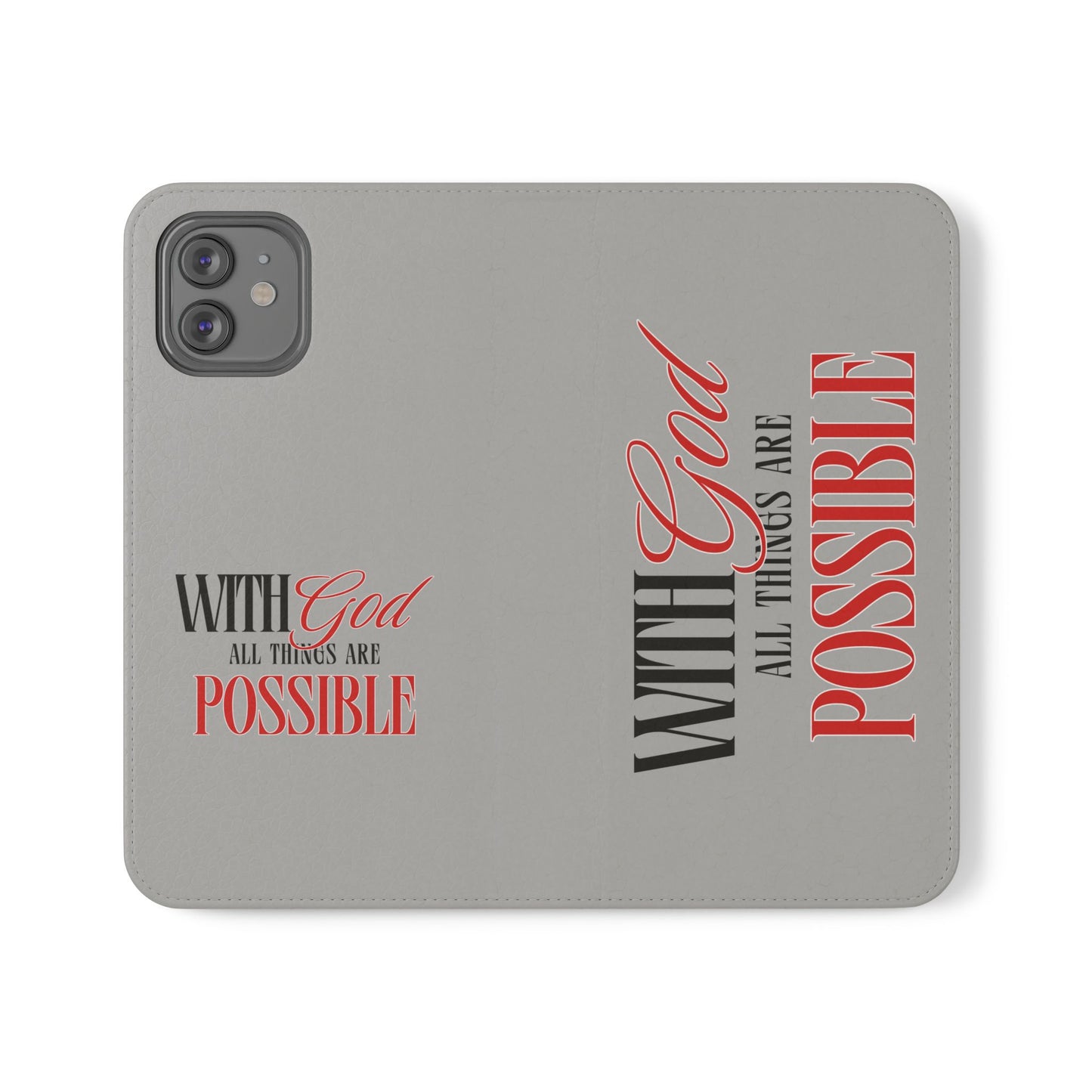 Inspirational Flip Case - "With God All Things Are Possible"