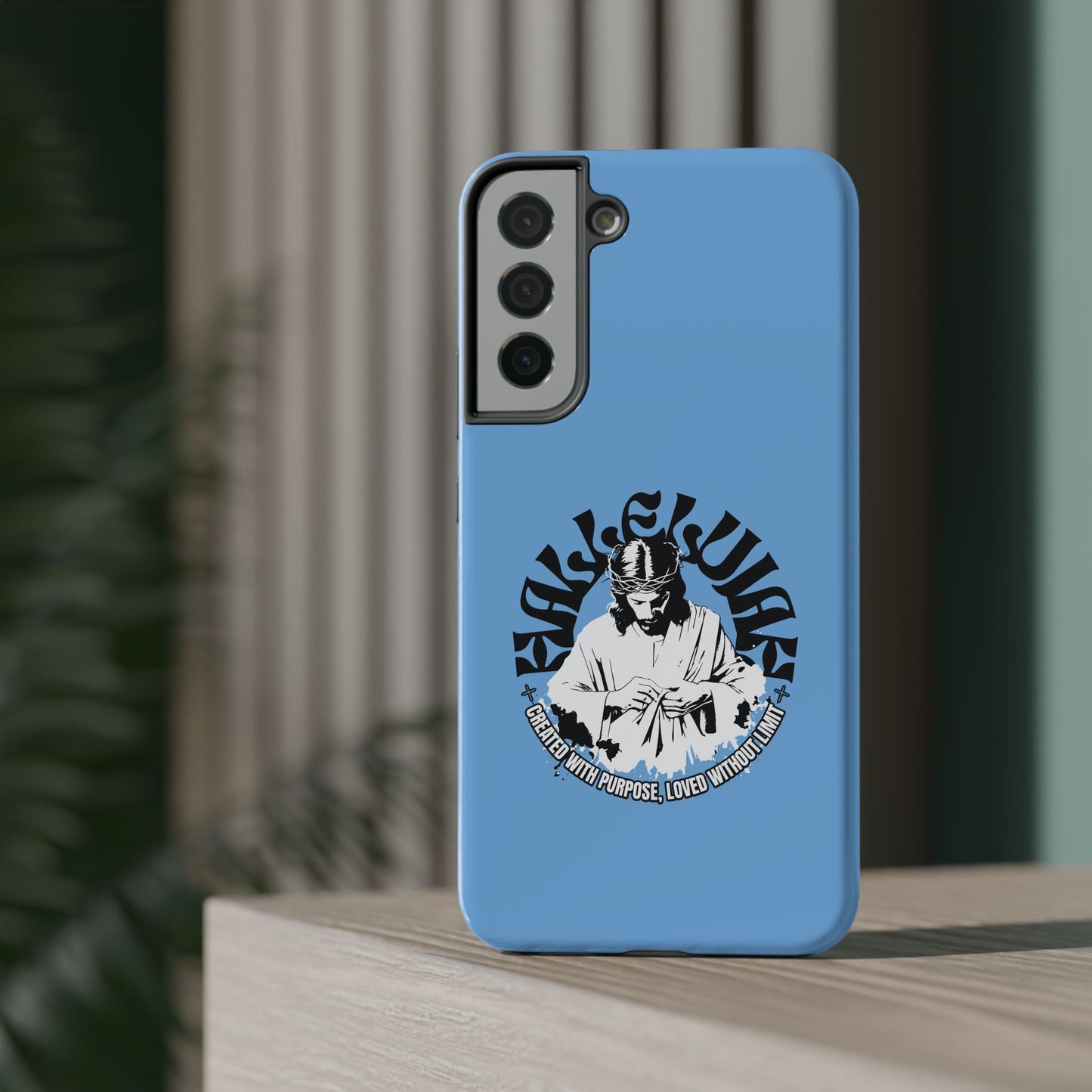 Durable Impact-Resistant Phone Case - 'Created with Purpose, Loved Without Limits' Design