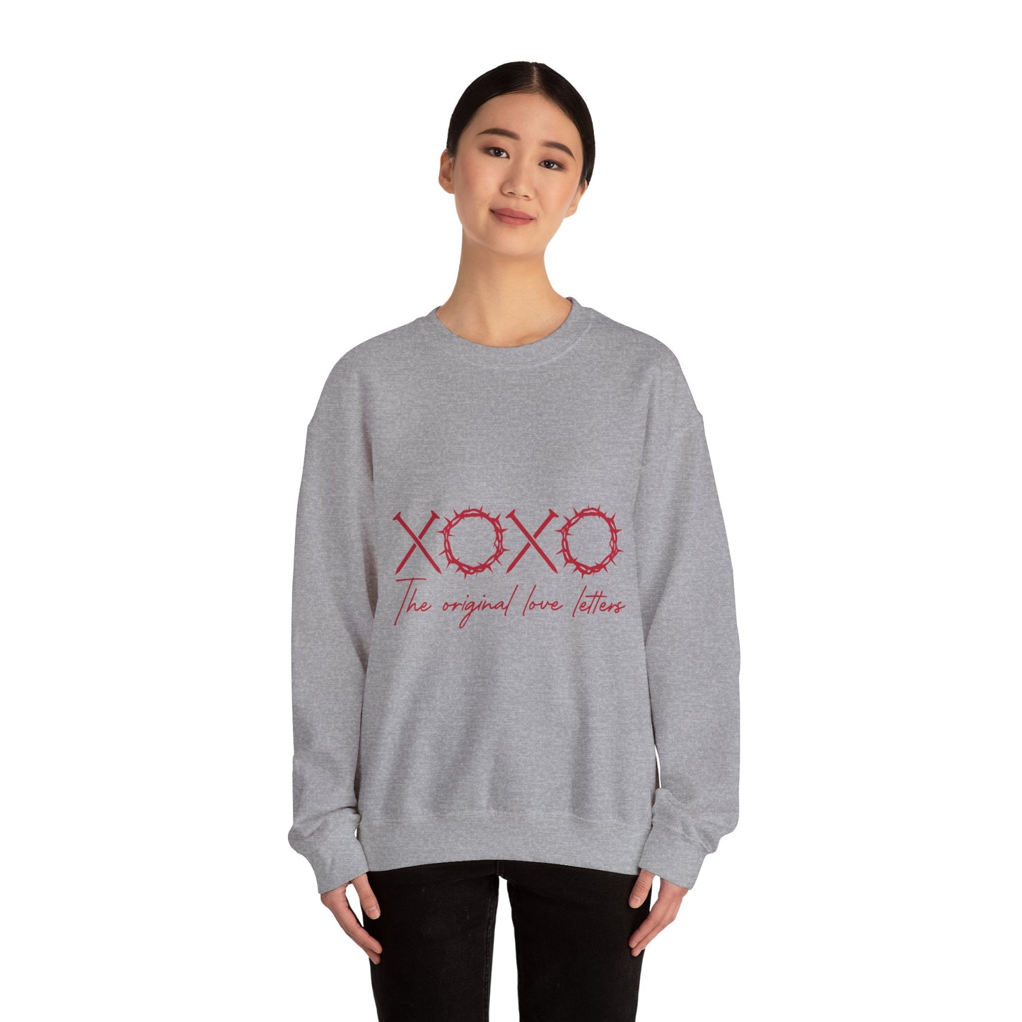 XOXO Love Letters Crewneck Sweatshirt, Unisex Valentines Gift, Cozy Sweatshirt, Perfect for Couples, Romantic Apparel, Casual Wear