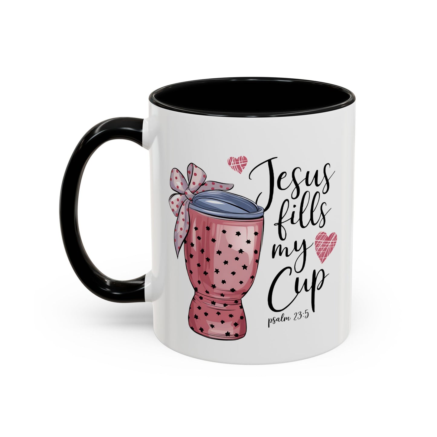 Inspirational Coffee Mug, Stylish Pink Polka Dot Design, Perfect for Christian Gifts, Motivational Drinkware, Home & Office Decor