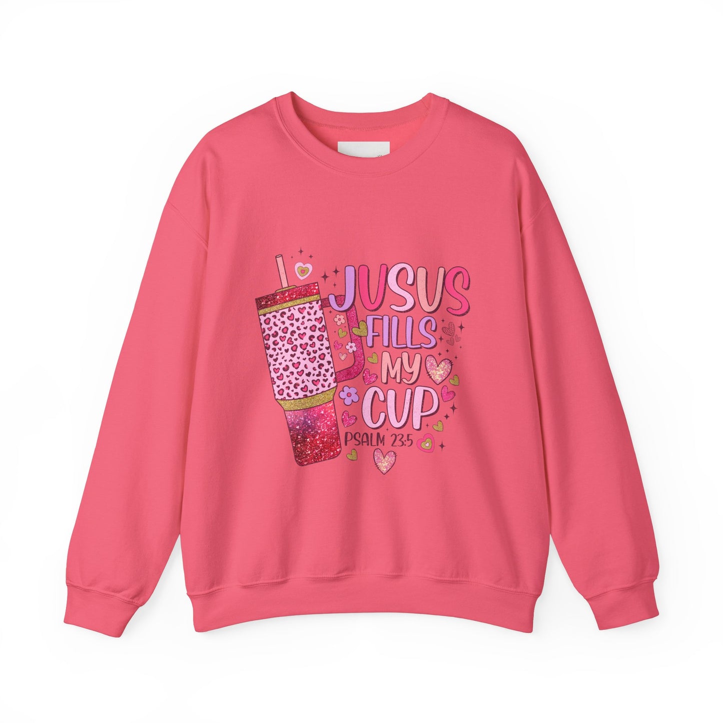 Inspirational Crewneck Sweatshirt - Jesus Fills My Cup, Cozy Faith Apparel, Christian Gift, Spiritual Sweater, Birthday Present, Church
