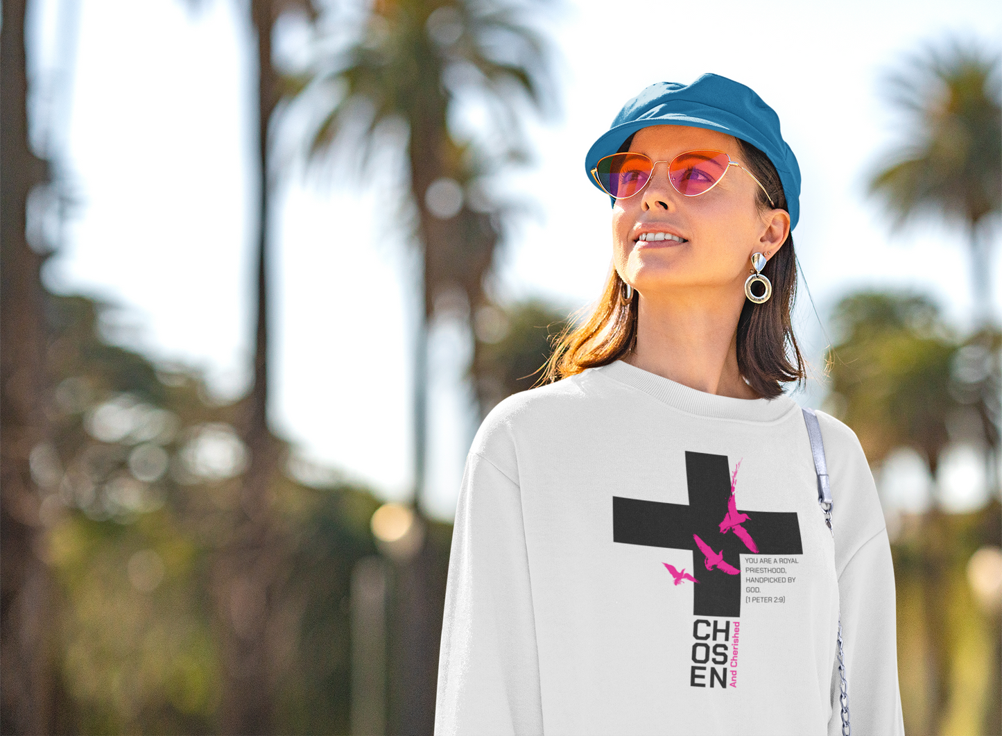 Chozen and Cherished, Crewneck Sweatshirt - Chosen, Christian Apparel, Religious Gift, Cozy Wear, Faith-Based Sweatshirt