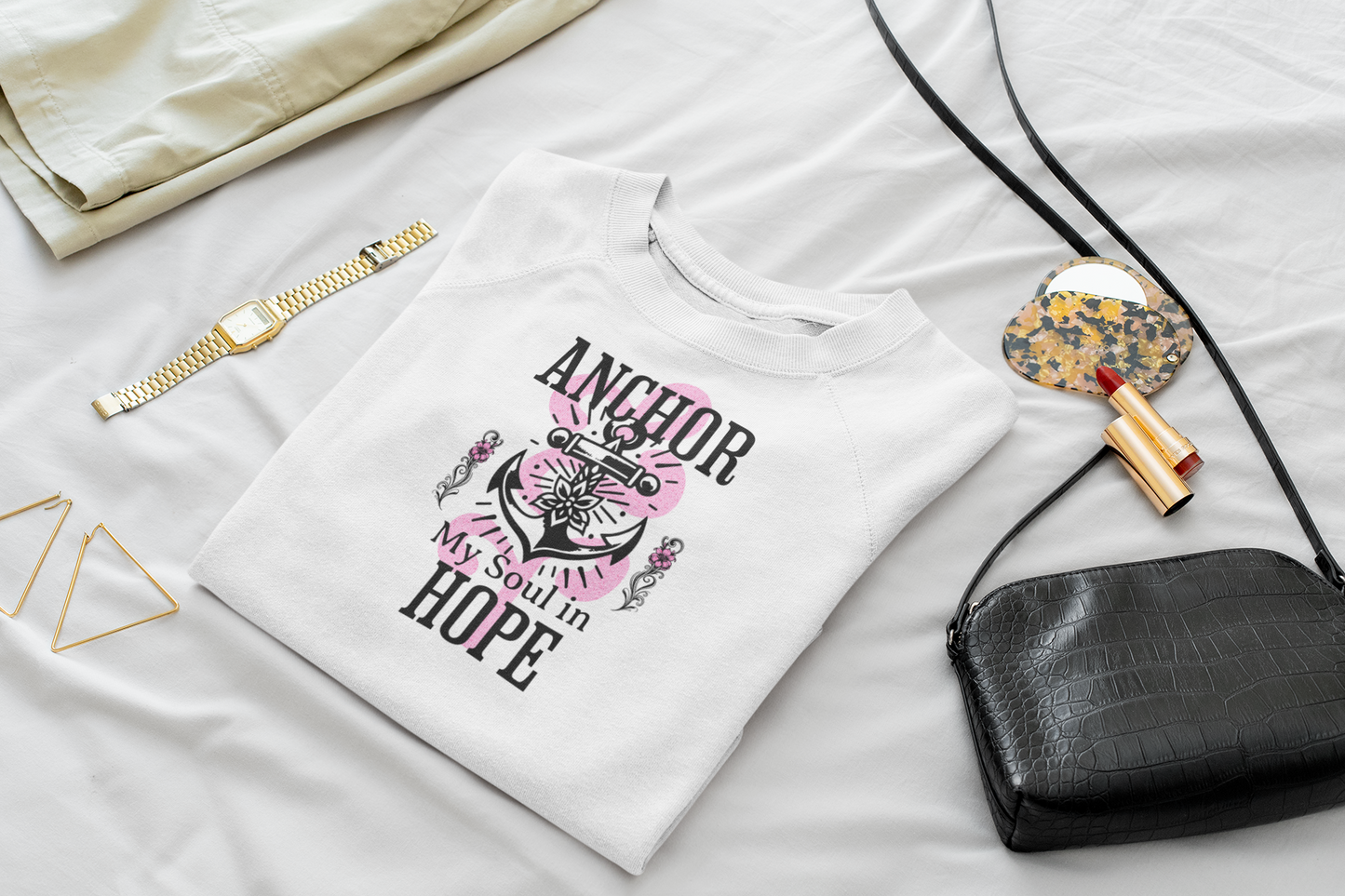 Anchor My Soul in Hope Sweatshirt, Inspirational Gift for Her, Soft Fleece Crewneck, Hopeful Apparel, Hopeful Quote Sweatshirt, Comfort Wear