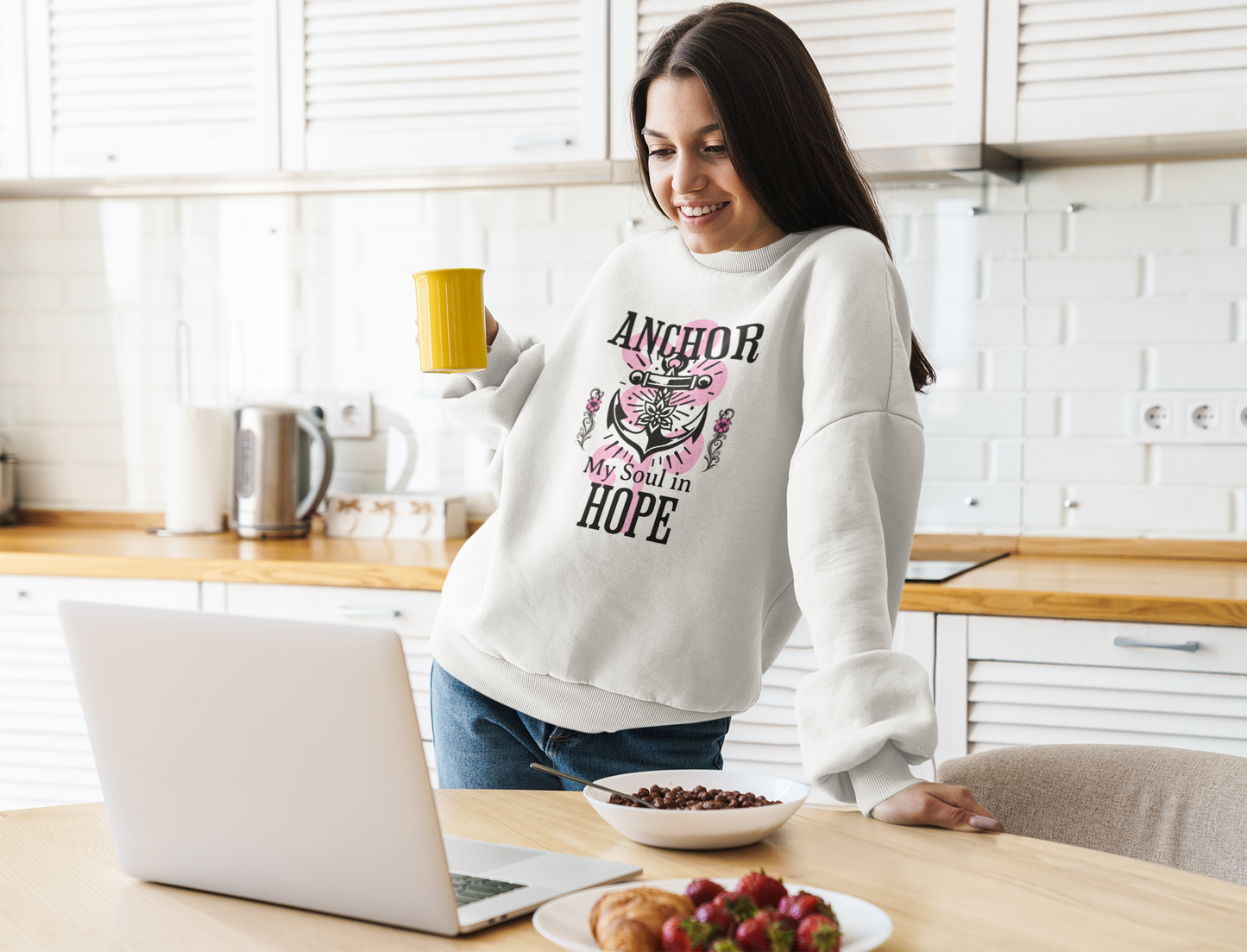 Anchor My Soul in Hope Sweatshirt, Inspirational Gift for Her, Soft Fleece Crewneck, Hopeful Apparel, Hopeful Quote Sweatshirt, Comfort Wear