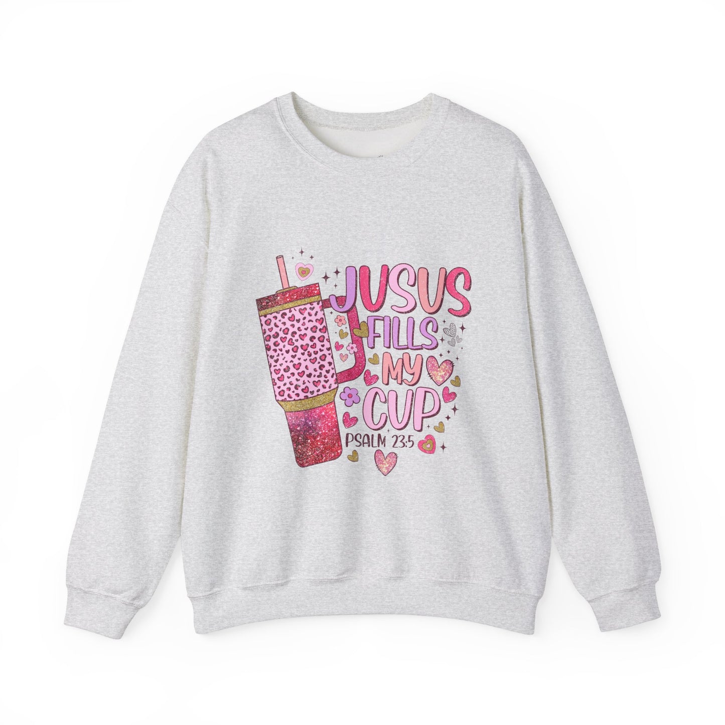 Inspirational Crewneck Sweatshirt - Jesus Fills My Cup, Cozy Faith Apparel, Christian Gift, Spiritual Sweater, Birthday Present, Church