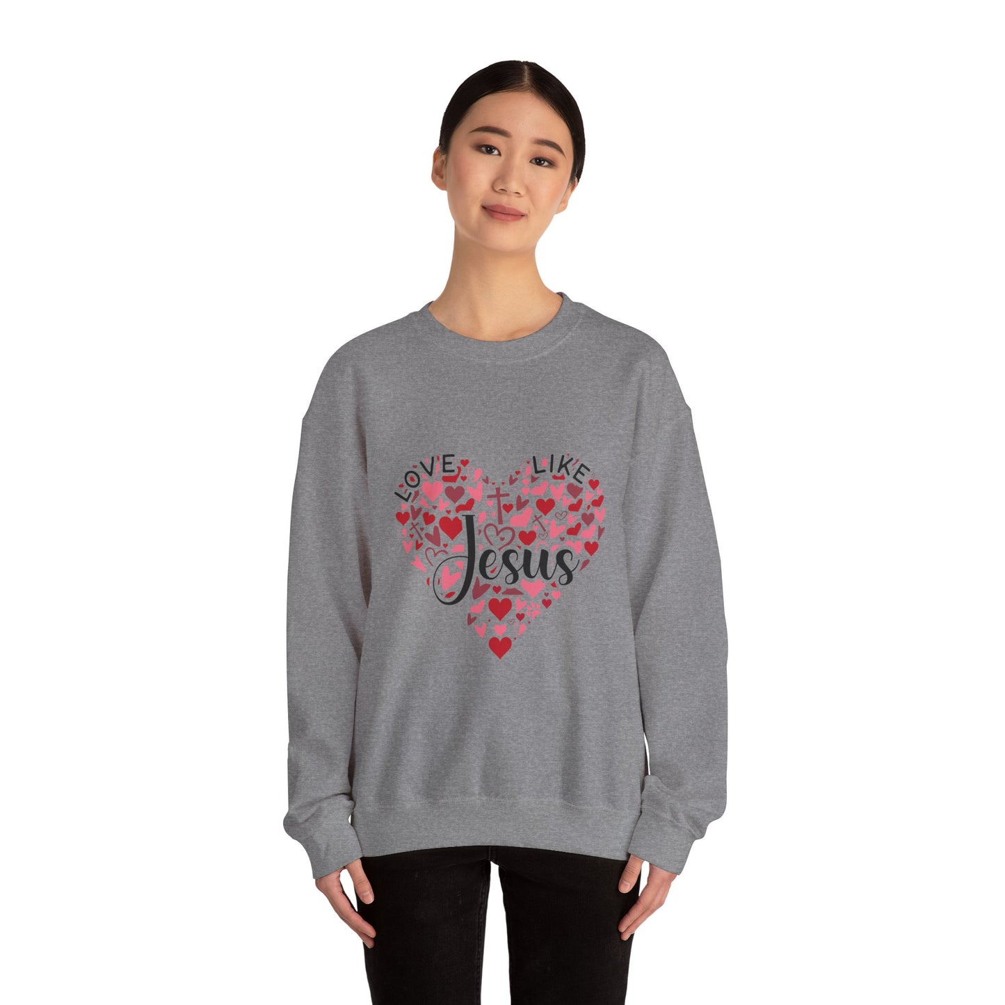 Love Like Jesus Crewneck Sweatshirt Faith Fashion, Religious Apparel, Christian Gifts, Heart Design, Cozy Casual Wear, Perfect for