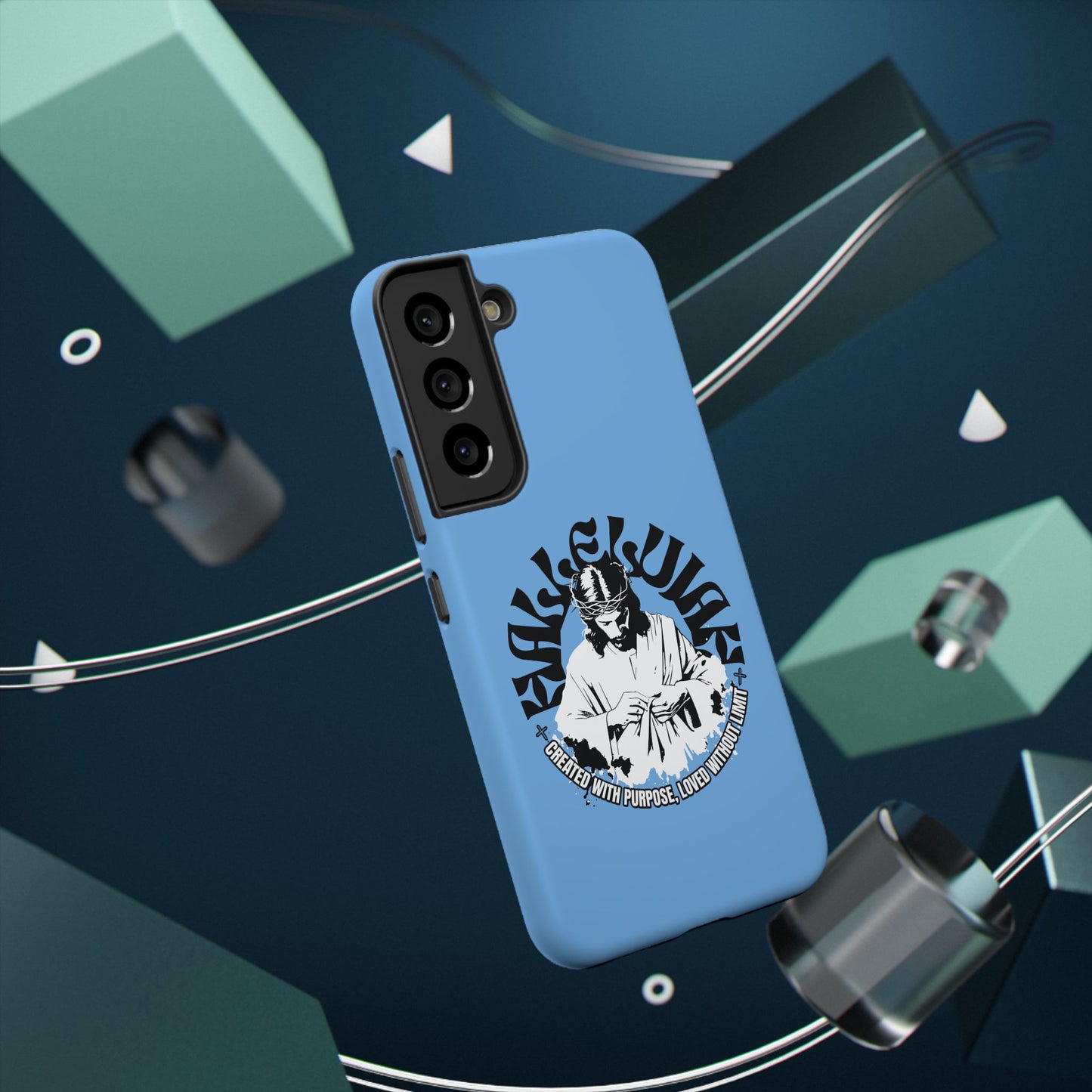 Durable Impact-Resistant Phone Case - 'Created with Purpose, Loved Without Limits' Design