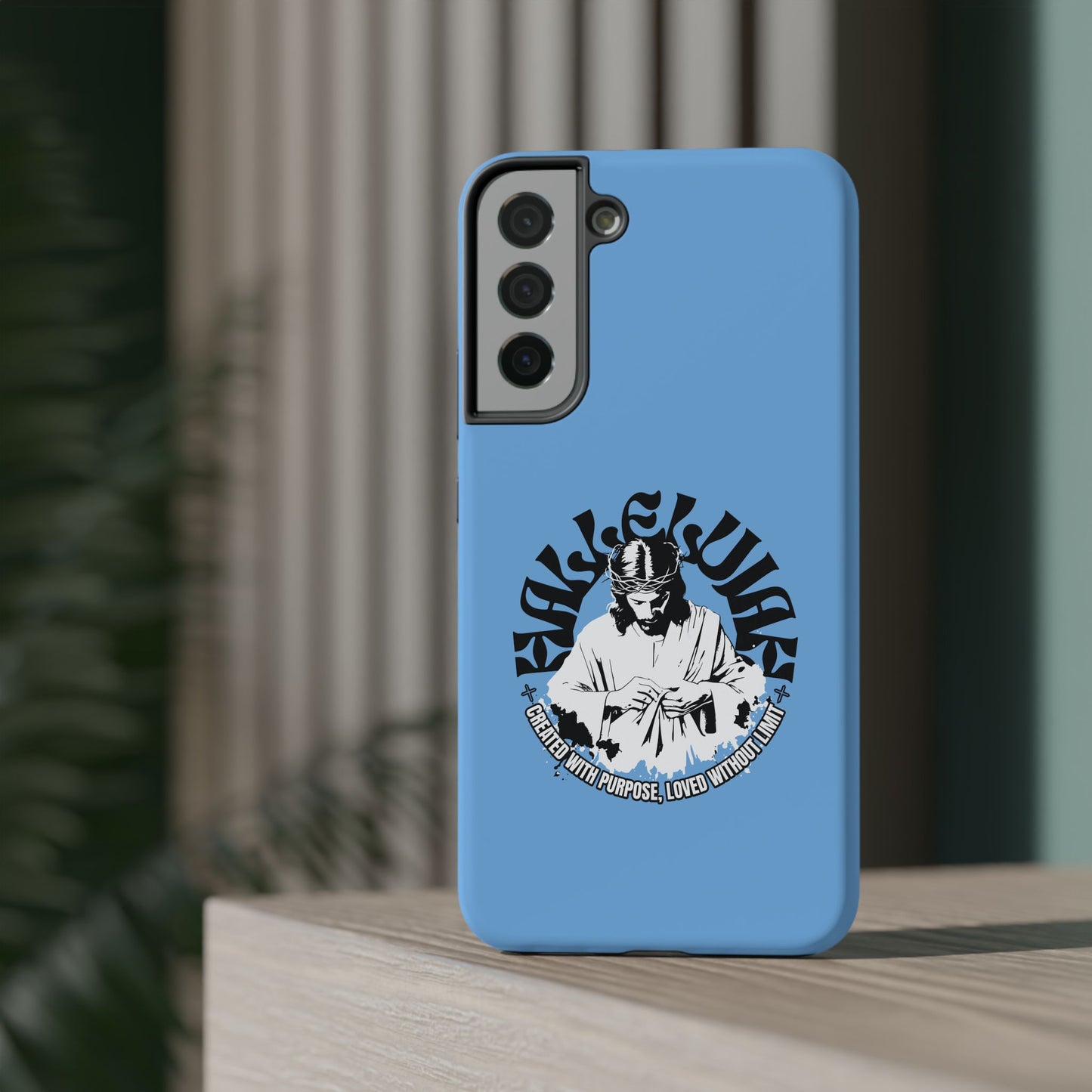 Durable Impact-Resistant Phone Case - 'Created with Purpose, Loved Without Limits' Design