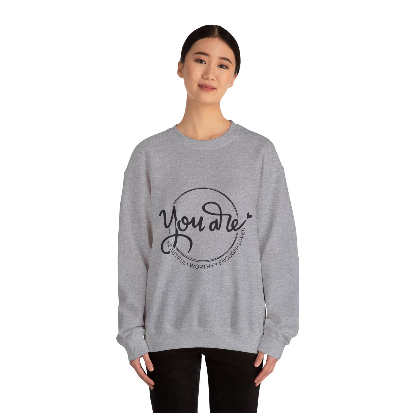 You Are Beautiful Crewneck Sweatshirt, Motivational Sweatshirt, Gifts for Her, Self-Love Apparel, Inspirational Clothing