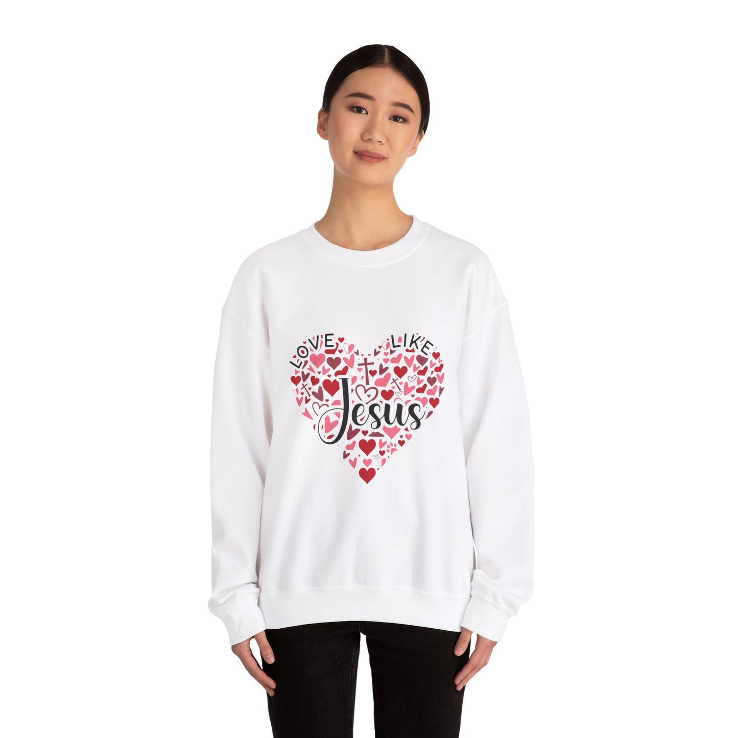 Love Like Jesus Crewneck Sweatshirt Faith Fashion, Religious Apparel, Christian Gifts, Heart Design, Cozy Casual Wear, Perfect for