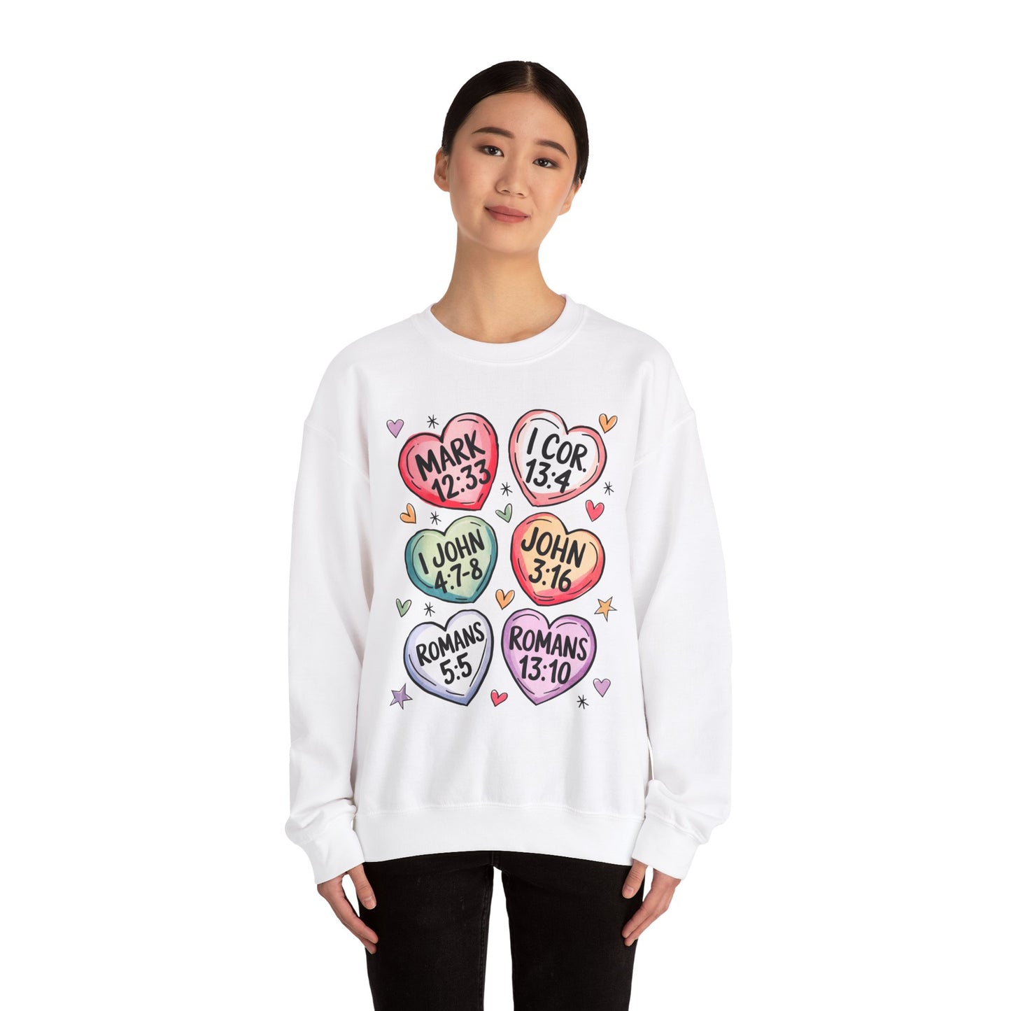 Faith & Love Crewneck Sweatshirt, Cozy Scripture Sweatshirt for Religious Gatherings, Inspirational Gift, Church Outing, Daily Comfort