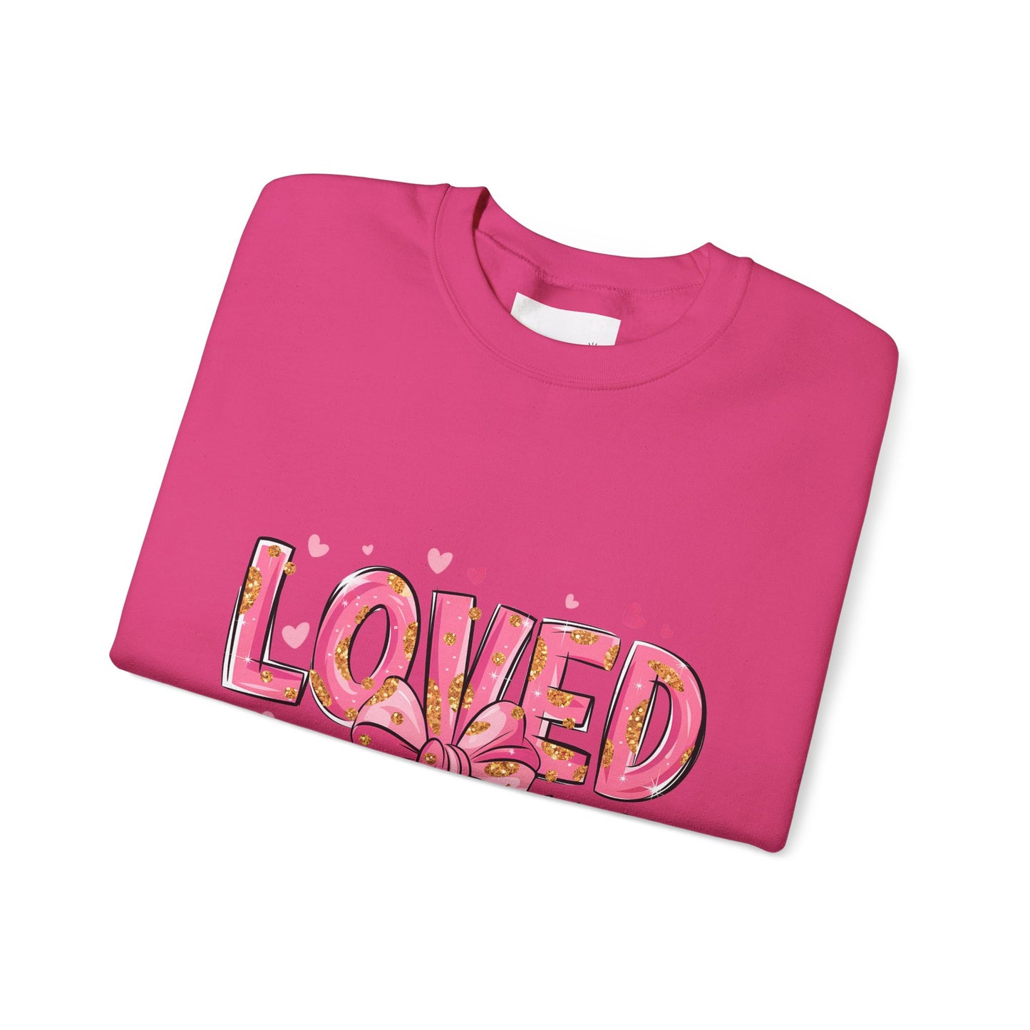 Loved Crewneck Sweatshirt with Bow Design, Cozy Gift for Relaxation, Perfect for Valentine's Day, Christian Apparel, Faith-Inspired Fashion