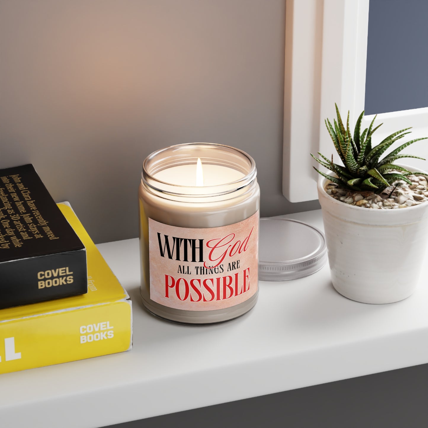 Inspirational Scented Candle - "With God All Things Are Possible" - Motivational Gift for Home Decor, Relaxation, Self-Care, Faith