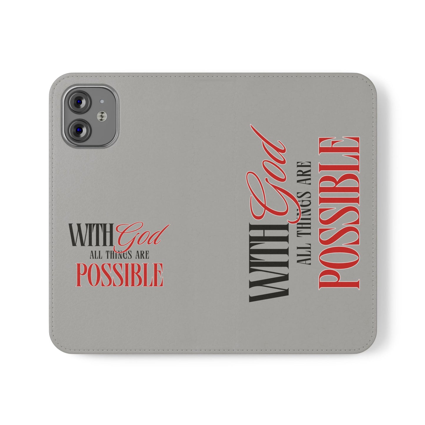 Inspirational Flip Case - "With God All Things Are Possible"