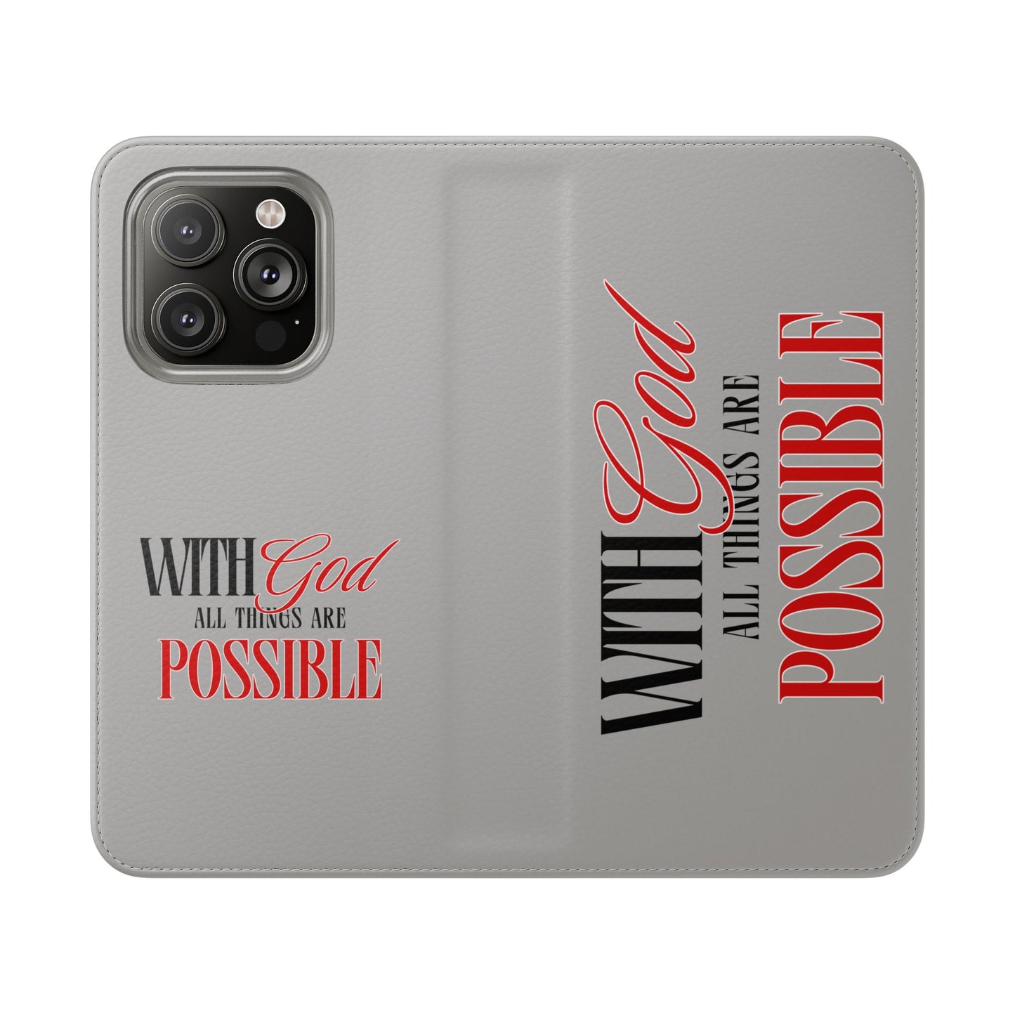 Inspirational Flip Case - "With God All Things Are Possible"
