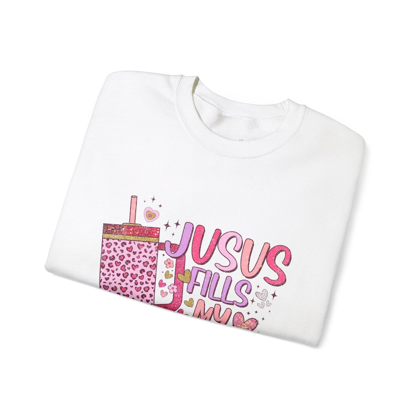 Inspirational Crewneck Sweatshirt - Jesus Fills My Cup, Cozy Faith Apparel, Christian Gift, Spiritual Sweater, Birthday Present, Church