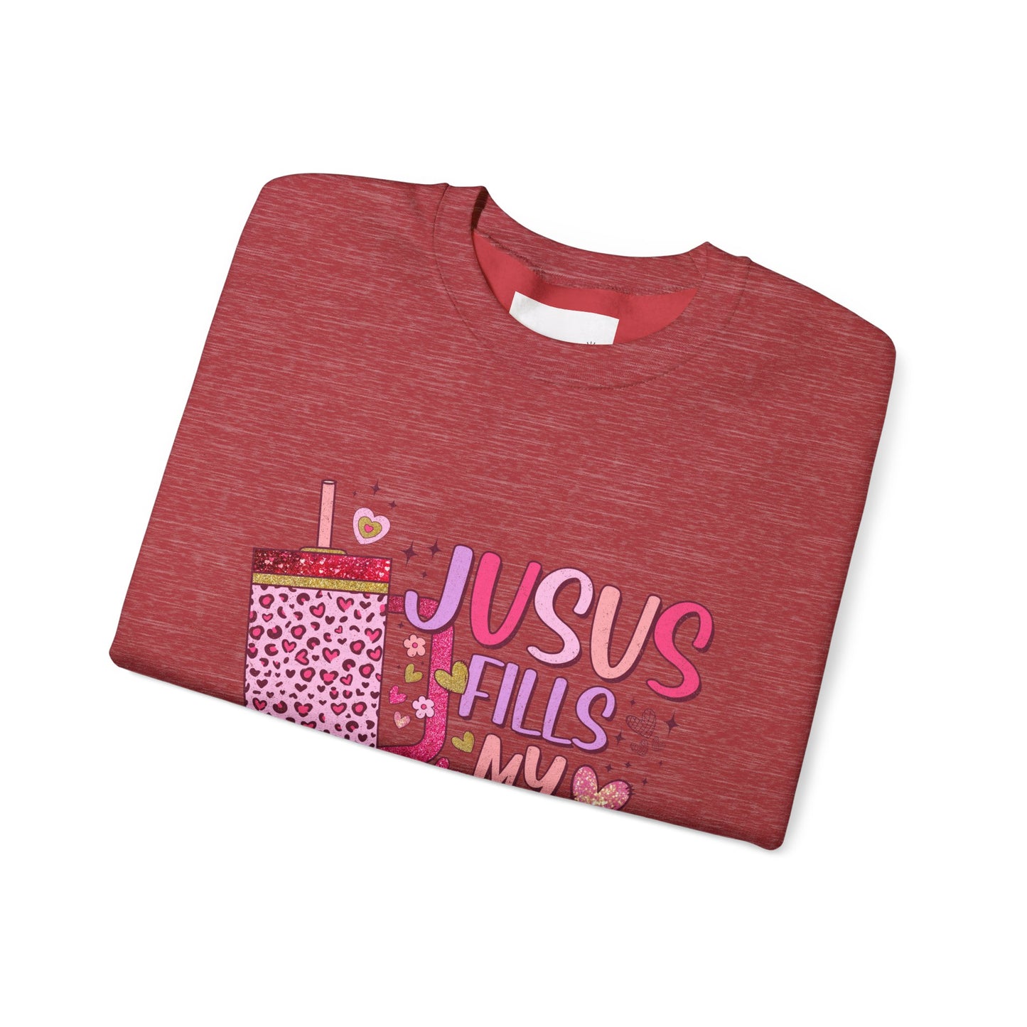 Inspirational Crewneck Sweatshirt - Jesus Fills My Cup, Cozy Faith Apparel, Christian Gift, Spiritual Sweater, Birthday Present, Church