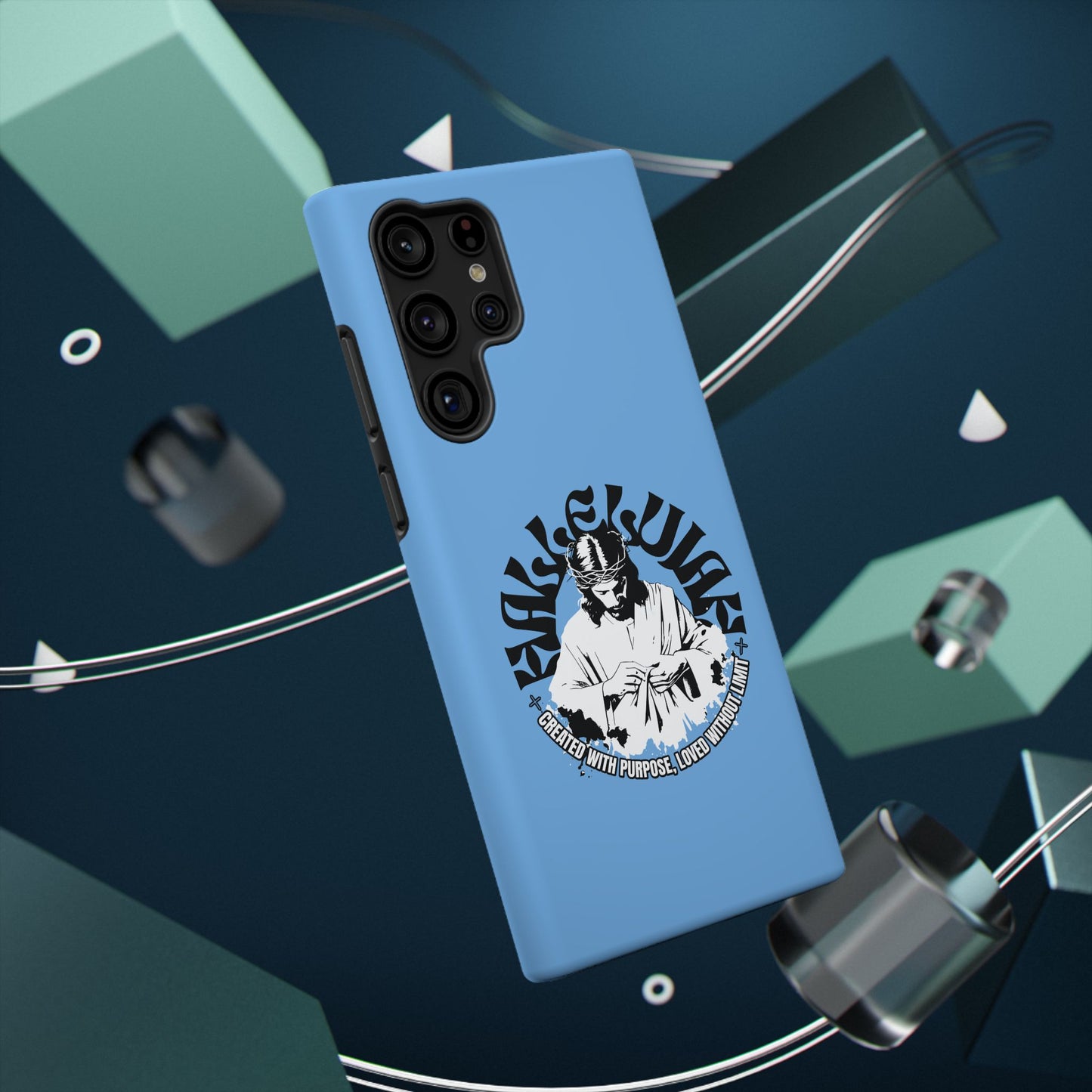 Durable Impact-Resistant Phone Case - 'Created with Purpose, Loved Without Limits' Design