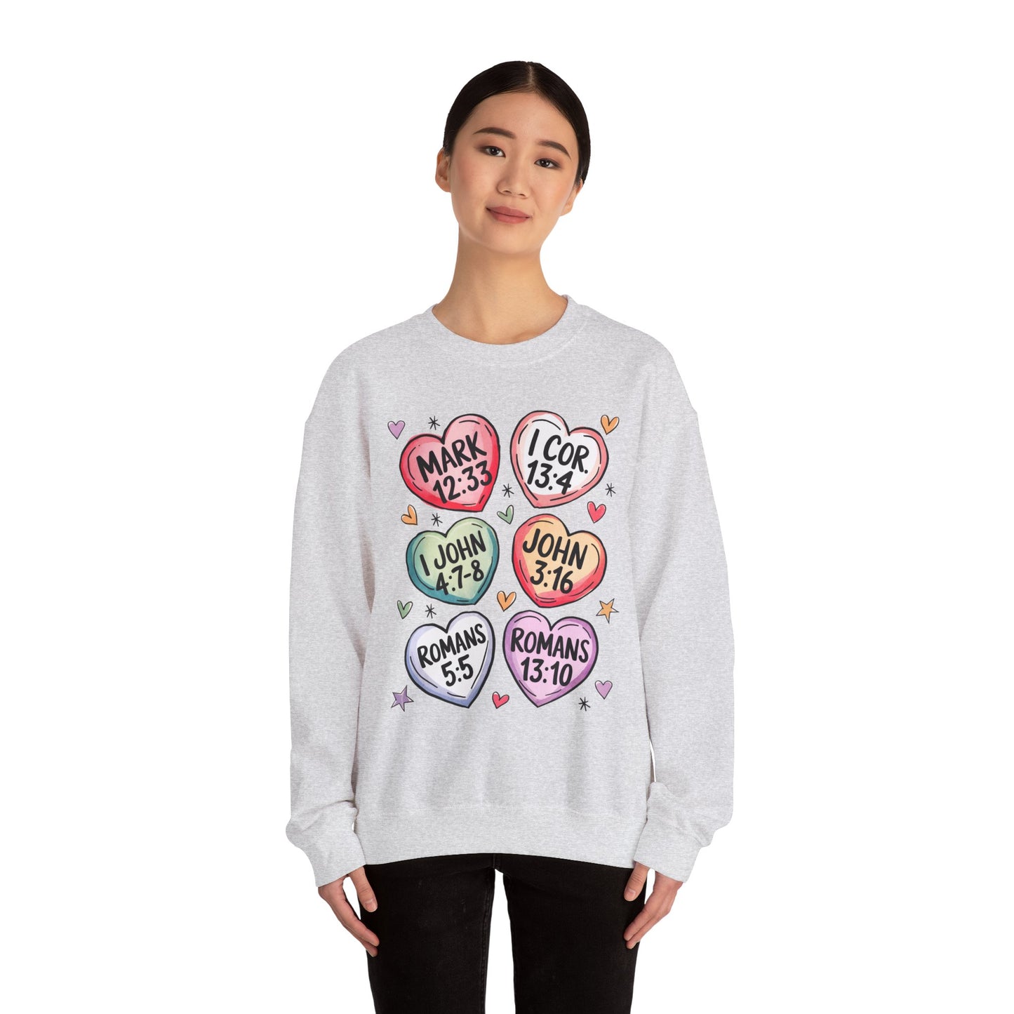 Faith & Love Crewneck Sweatshirt, Cozy Scripture Sweatshirt for Religious Gatherings, Inspirational Gift, Church Outing, Daily Comfort