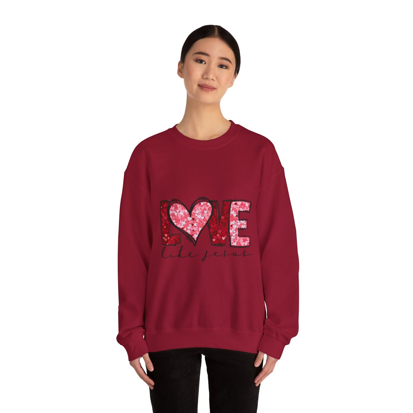 Love Like Jesus Crewneck Sweatshirt, Cozy Unisex Sweatshirt, Christian Apparel, Valentine's Day Gift, Faith-Based Style, Everyday Comfort