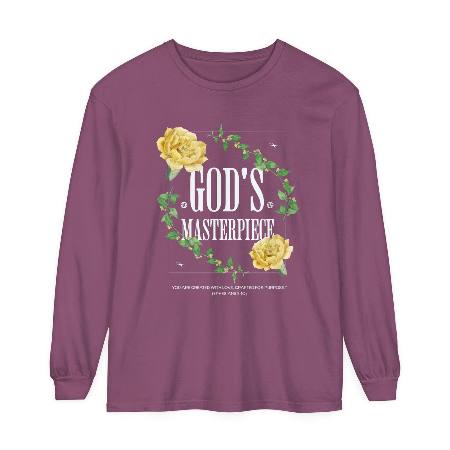 God's Masterpiece Long Sleeve Tee, Faith-Based Apparel, Gift for Women, Spiritual Wear, Spring Fashion, Inspirational Shirt