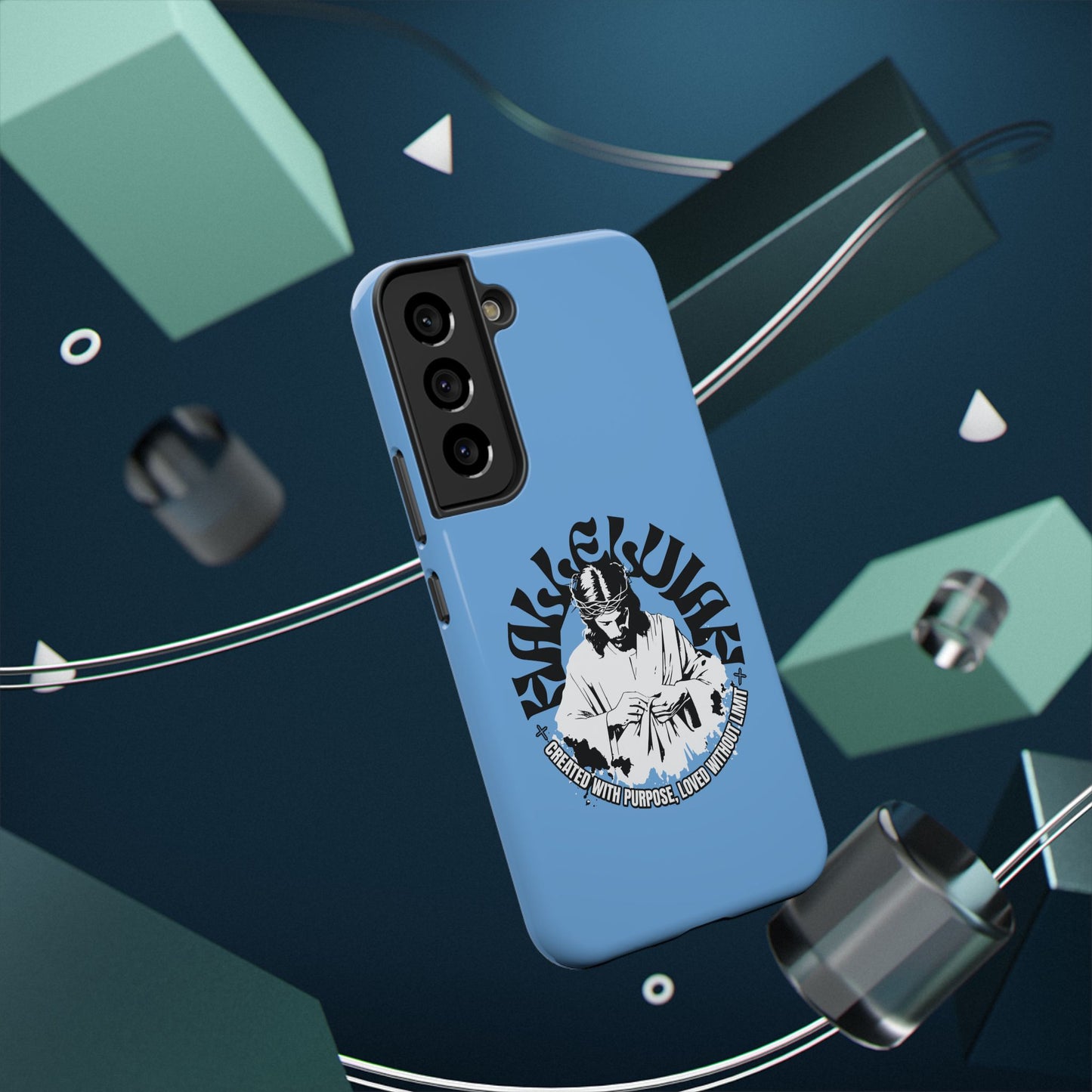 Durable Impact-Resistant Phone Case - 'Created with Purpose, Loved Without Limits' Design