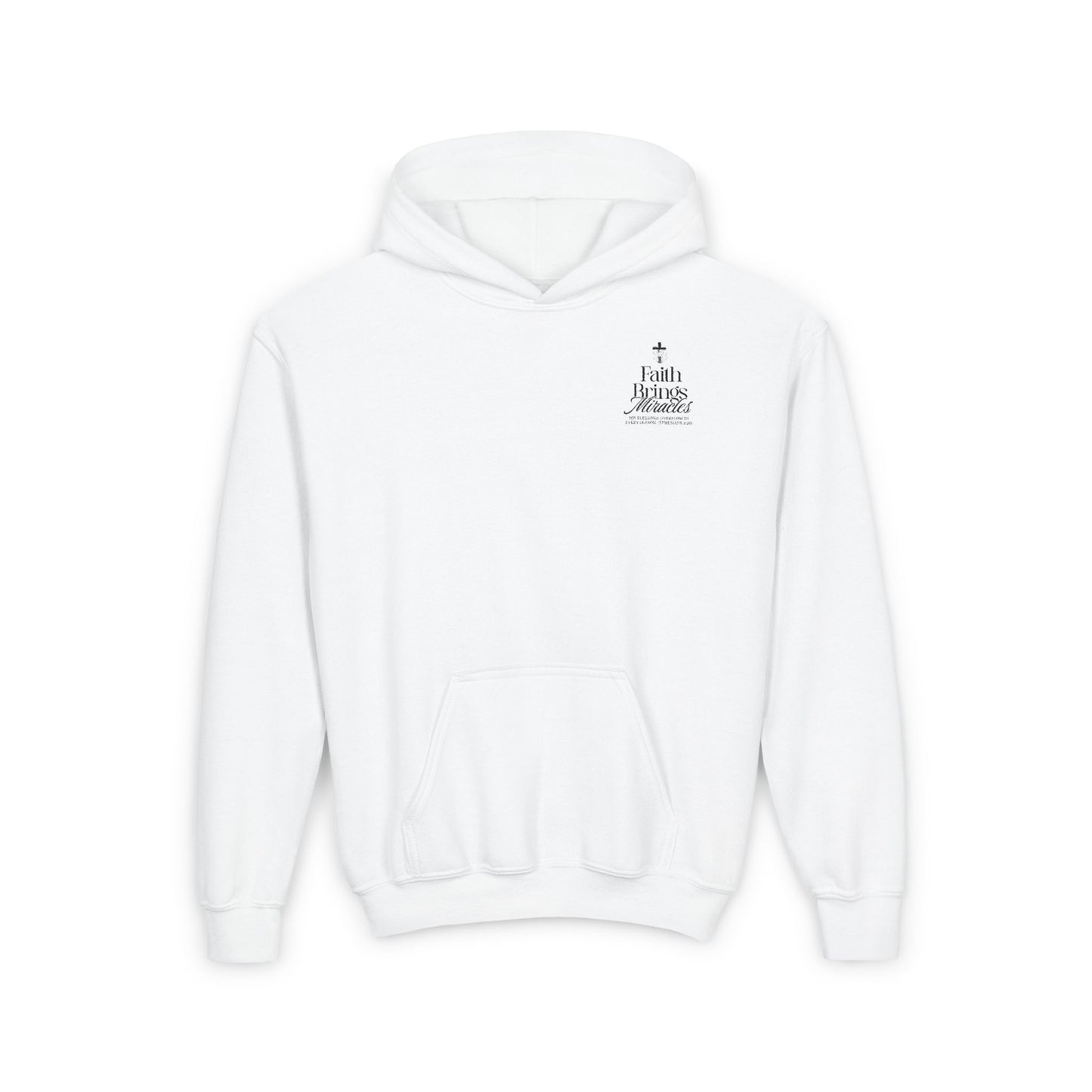 Inspirational Youth Hoodie - Faith Brings Miracles, Christian Sweatshirt, Gifts for Teens, Faith-Based Apparel, Winter Layer