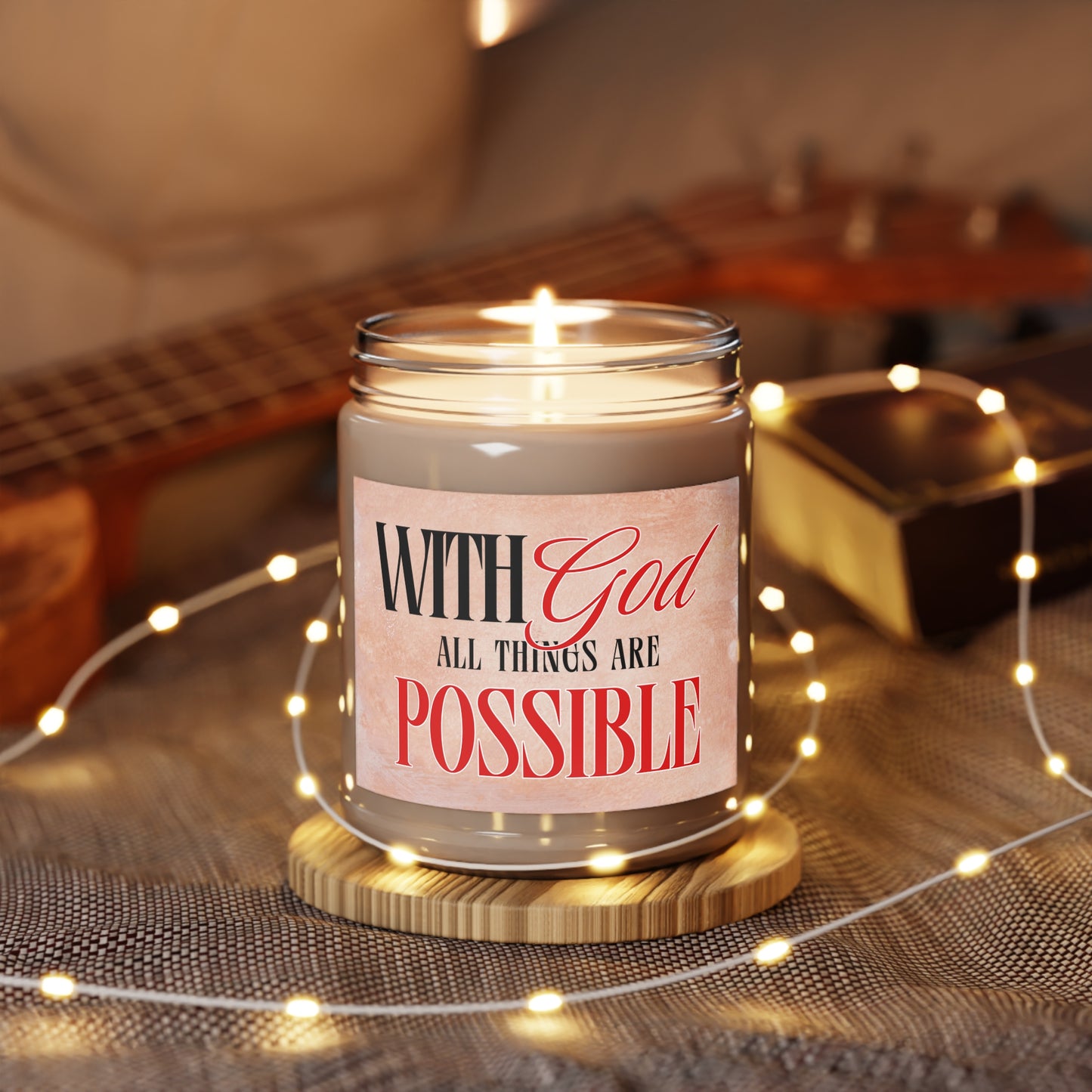 Inspirational Scented Candle - "With God All Things Are Possible" - Motivational Gift for Home Decor, Relaxation, Self-Care, Faith