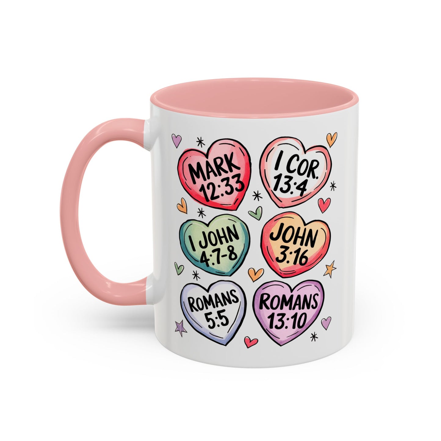 Colorful Bible Verse Coffee Mug | Cute Gift for Christians | Inspirational Drinkware | Heart Design | Faith-Based Tea Cups, Religious Gifts,