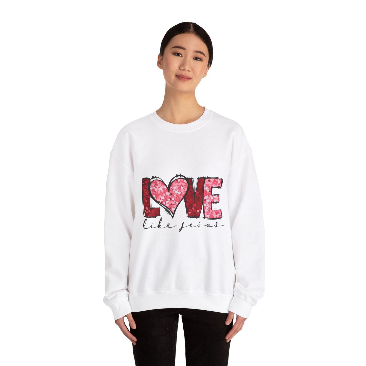 Love Like Jesus Crewneck Sweatshirt, Cozy Unisex Sweatshirt, Christian Apparel, Valentine's Day Gift, Faith-Based Style, Everyday Comfort