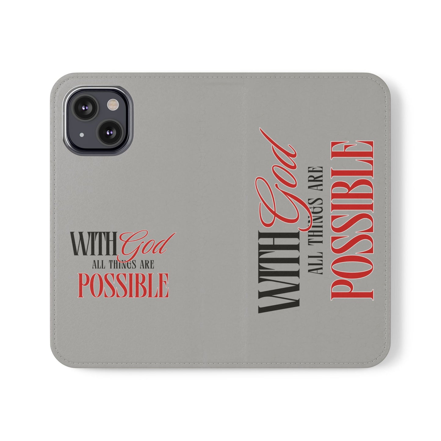 Inspirational Flip Case - "With God All Things Are Possible"