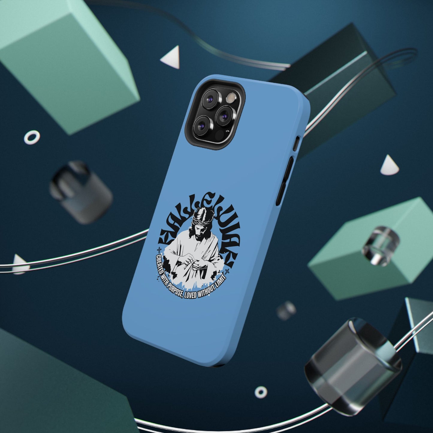 Durable Impact-Resistant Phone Case - 'Created with Purpose, Loved Without Limits' Design