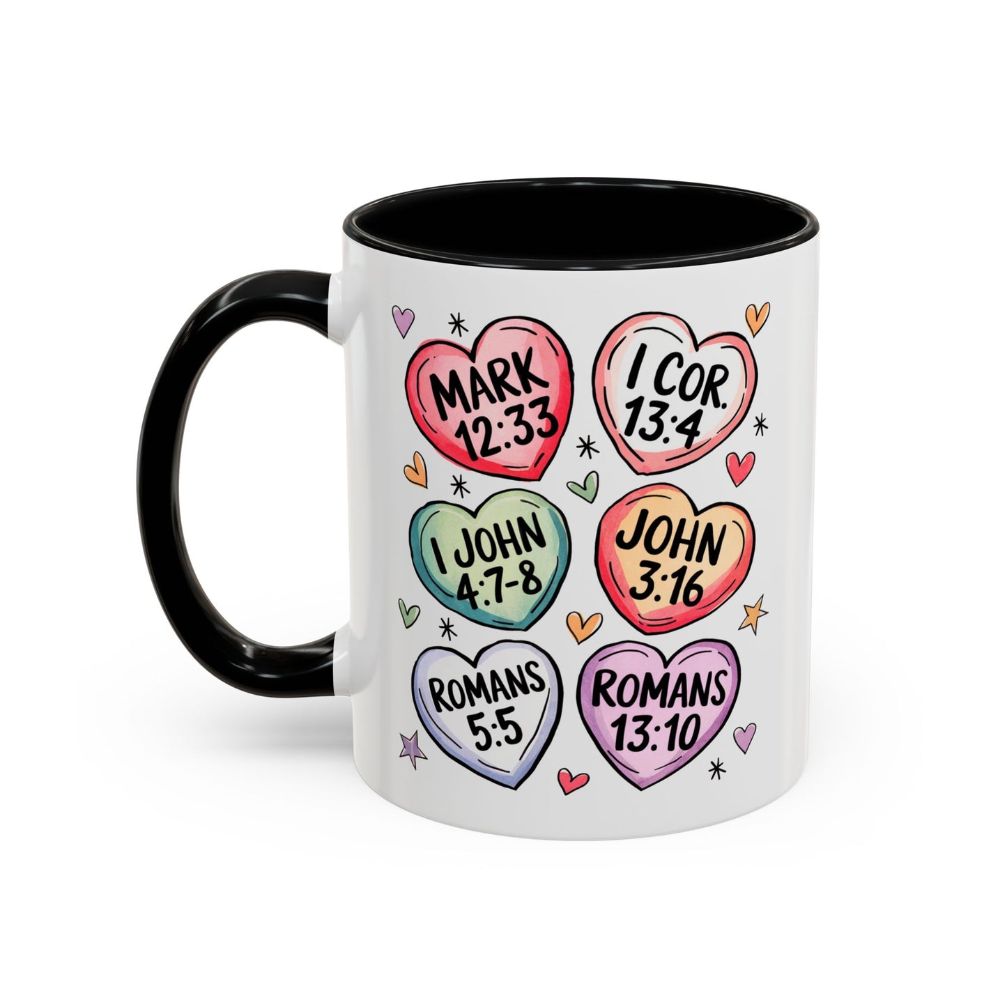 Colorful Bible Verse Coffee Mug | Cute Gift for Christians | Inspirational Drinkware | Heart Design | Faith-Based Tea Cups, Religious Gifts,