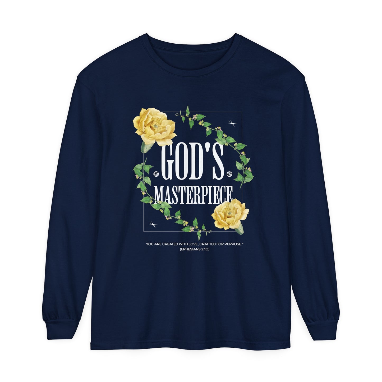 God's Masterpiece Long Sleeve Tee, Faith-Based Apparel, Gift for Women, Spiritual Wear, Spring Fashion, Inspirational Shirt