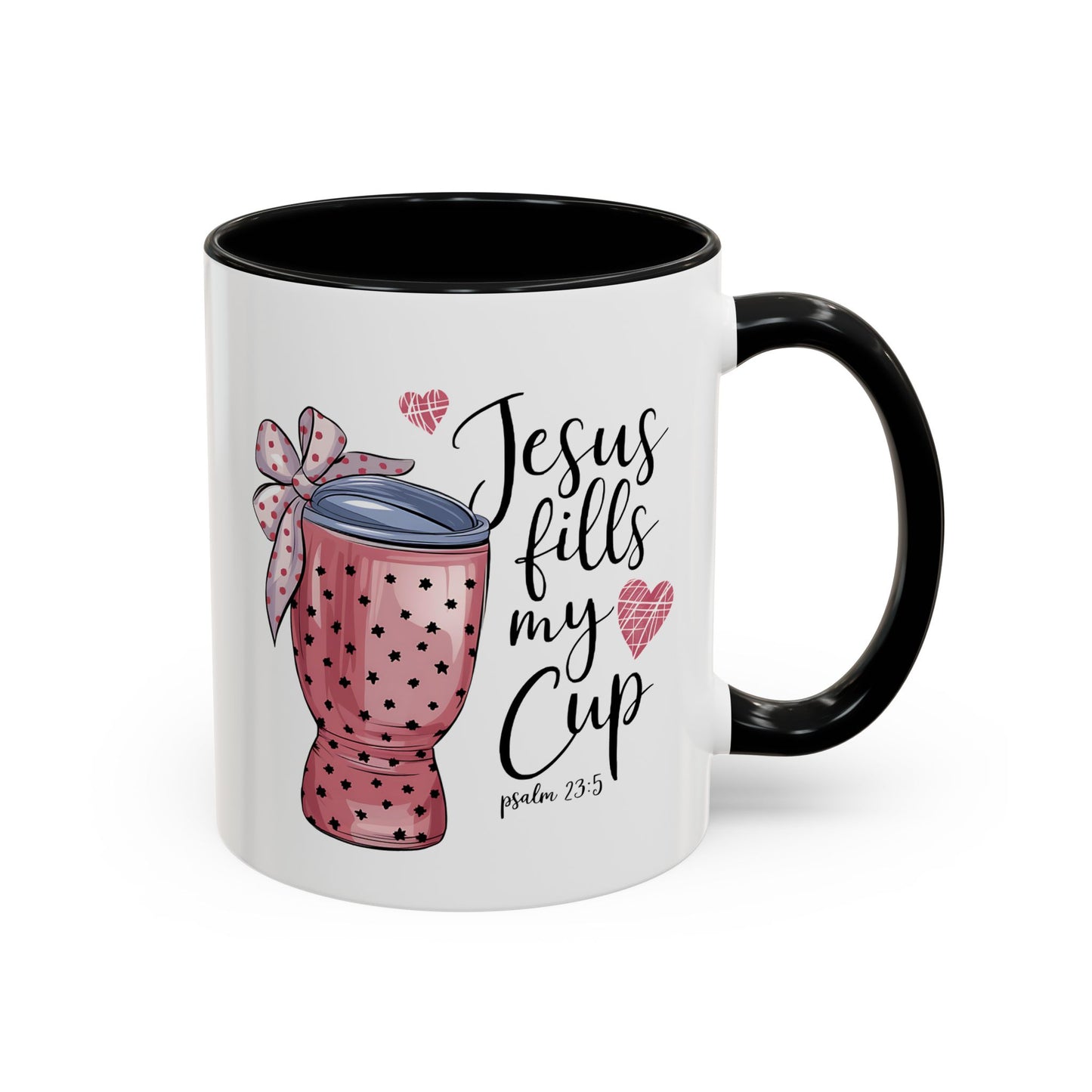 Inspirational Coffee Mug, Stylish Pink Polka Dot Design, Perfect for Christian Gifts, Motivational Drinkware, Home & Office Decor