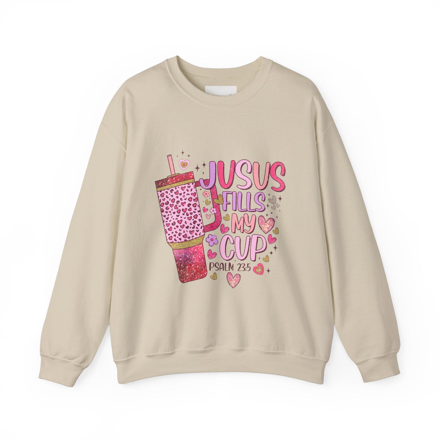 Inspirational Crewneck Sweatshirt - Jesus Fills My Cup, Cozy Faith Apparel, Christian Gift, Spiritual Sweater, Birthday Present, Church