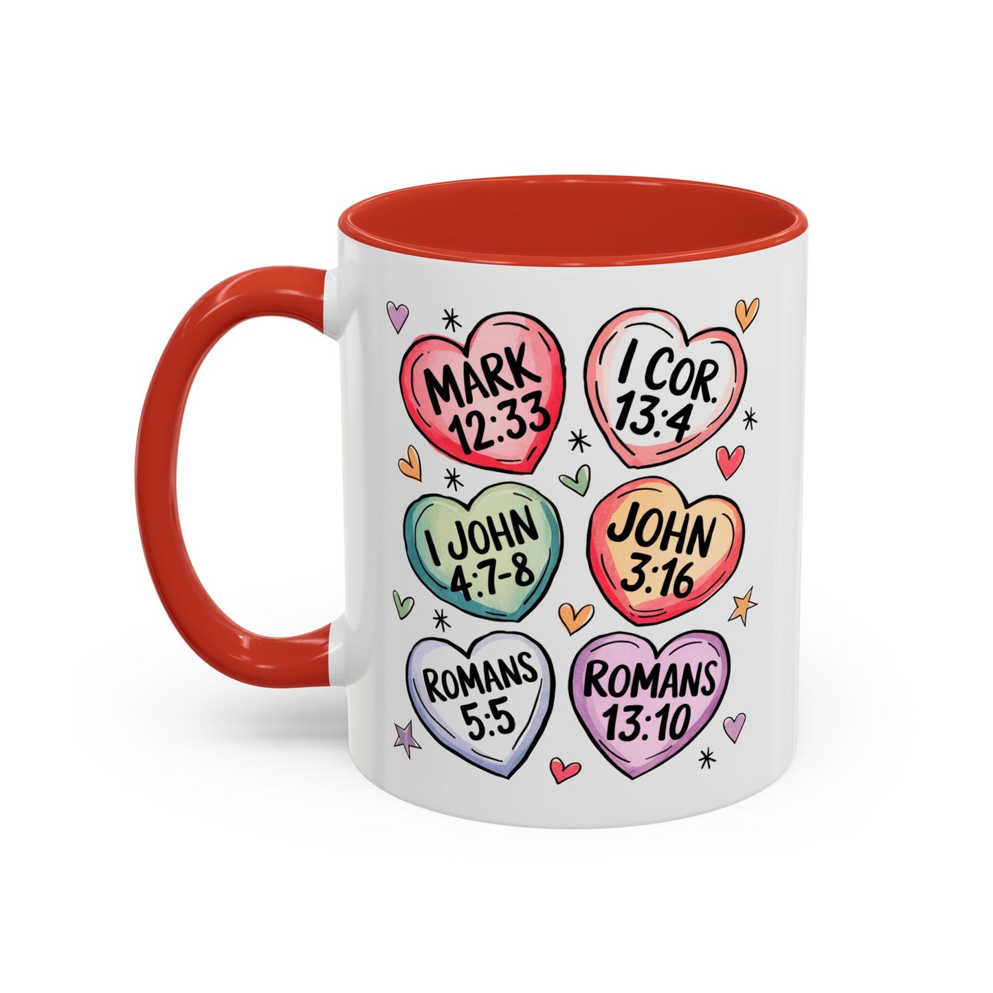 Colorful Bible Verse Coffee Mug | Cute Gift for Christians | Inspirational Drinkware | Heart Design | Faith-Based Tea Cups, Religious Gifts,