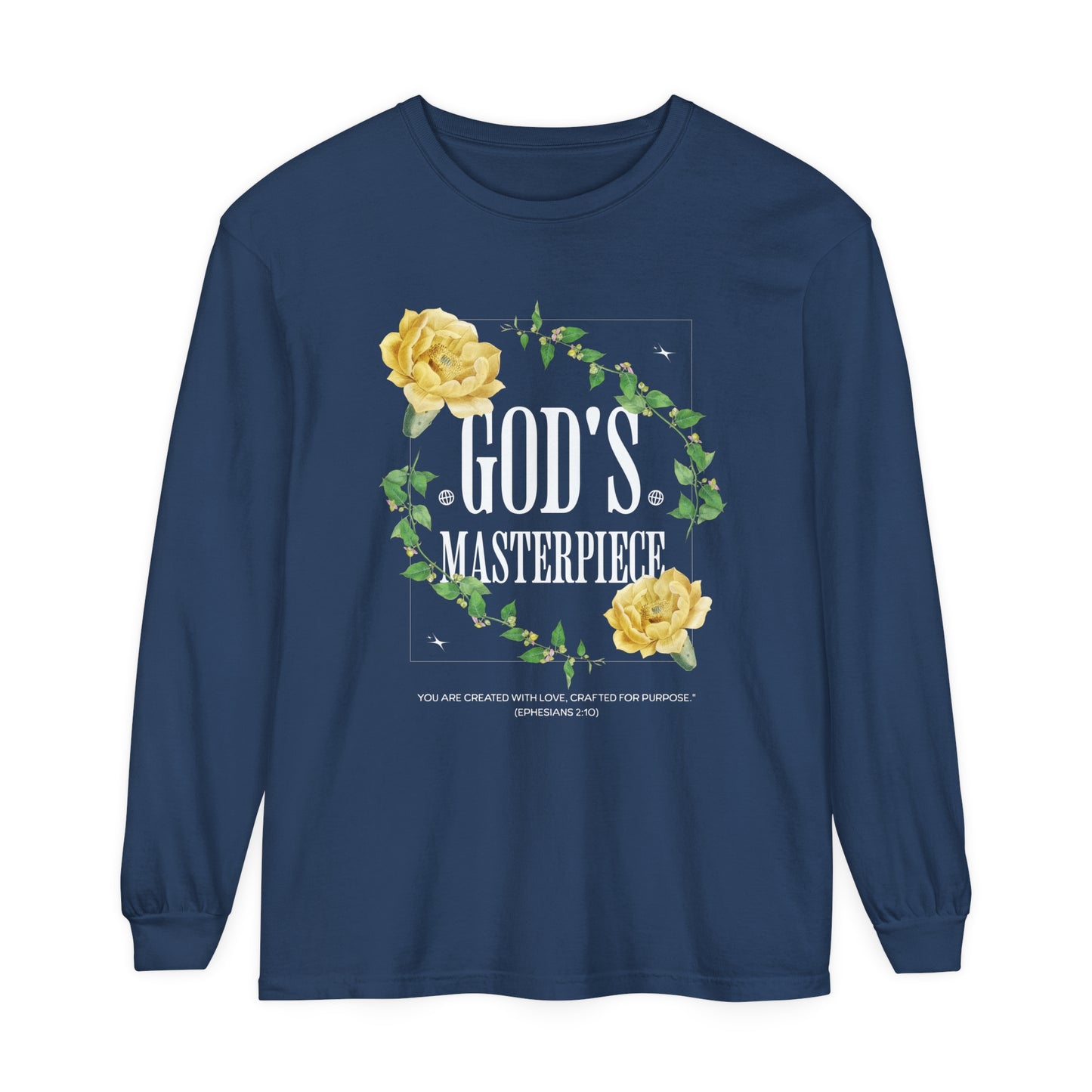 God's Masterpiece Long Sleeve Tee, Faith-Based Apparel, Gift for Women, Spiritual Wear, Spring Fashion, Inspirational Shirt