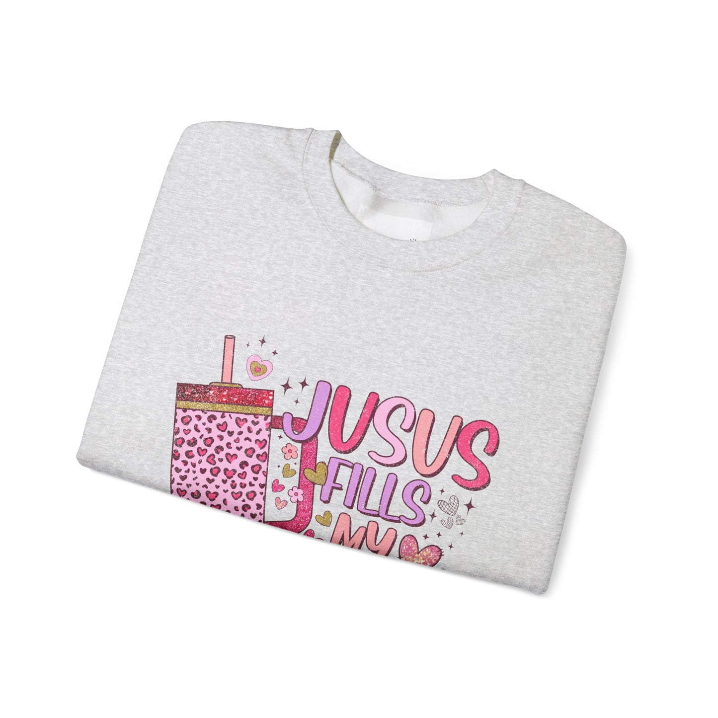 Inspirational Crewneck Sweatshirt - Jesus Fills My Cup, Cozy Faith Apparel, Christian Gift, Spiritual Sweater, Birthday Present, Church