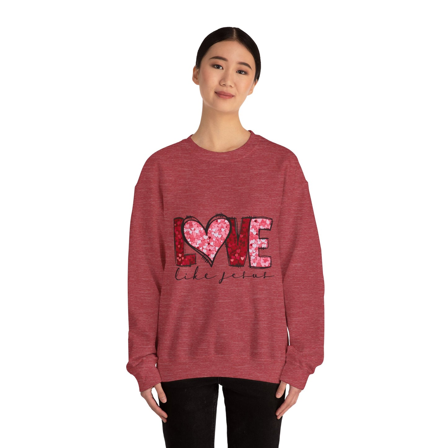 Love Like Jesus Crewneck Sweatshirt, Cozy Unisex Sweatshirt, Christian Apparel, Valentine's Day Gift, Faith-Based Style, Everyday Comfort