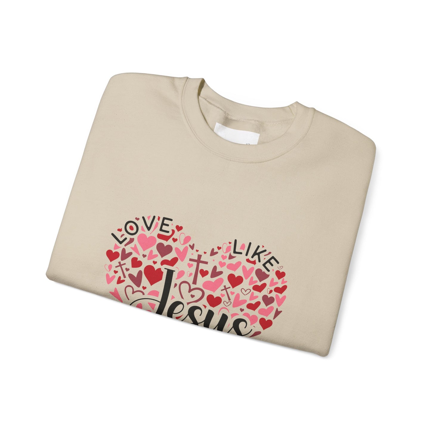 Love Like Jesus Crewneck Sweatshirt Faith Fashion, Religious Apparel, Christian Gifts, Heart Design, Cozy Casual Wear, Perfect for