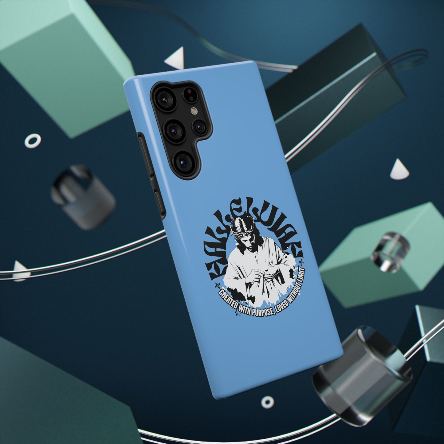 Durable Impact-Resistant Phone Case - 'Created with Purpose, Loved Without Limits' Design
