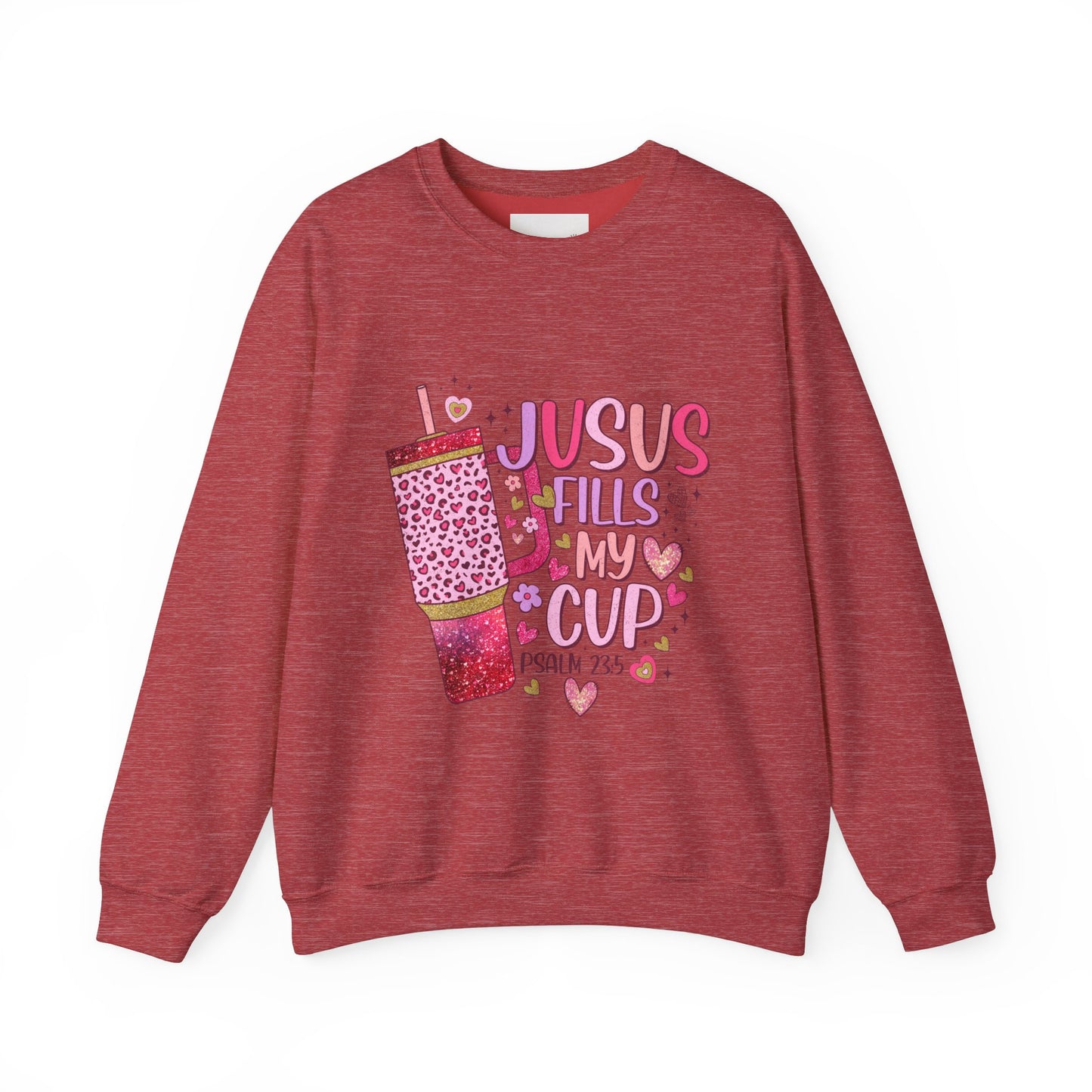 Inspirational Crewneck Sweatshirt - Jesus Fills My Cup, Cozy Faith Apparel, Christian Gift, Spiritual Sweater, Birthday Present, Church