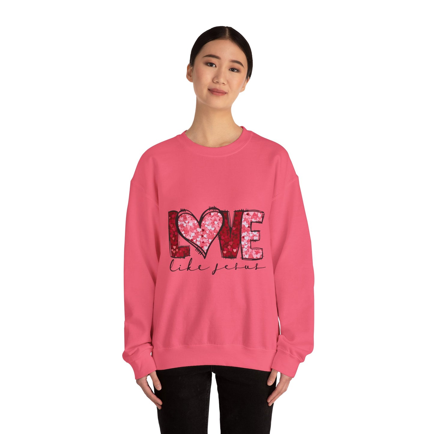 Love Like Jesus Crewneck Sweatshirt, Cozy Unisex Sweatshirt, Christian Apparel, Valentine's Day Gift, Faith-Based Style, Everyday Comfort