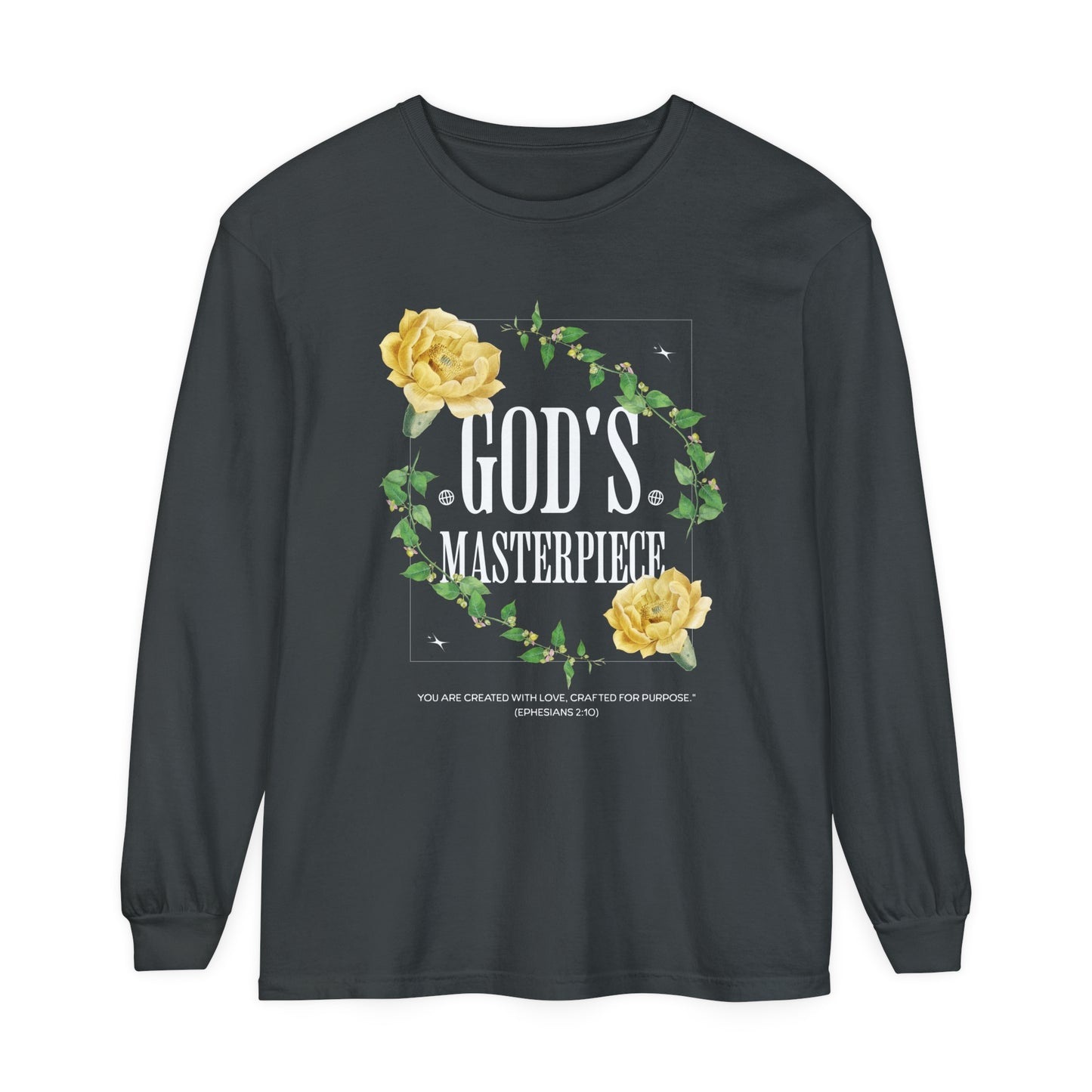 God's Masterpiece Long Sleeve Tee, Faith-Based Apparel, Gift for Women, Spiritual Wear, Spring Fashion, Inspirational Shirt