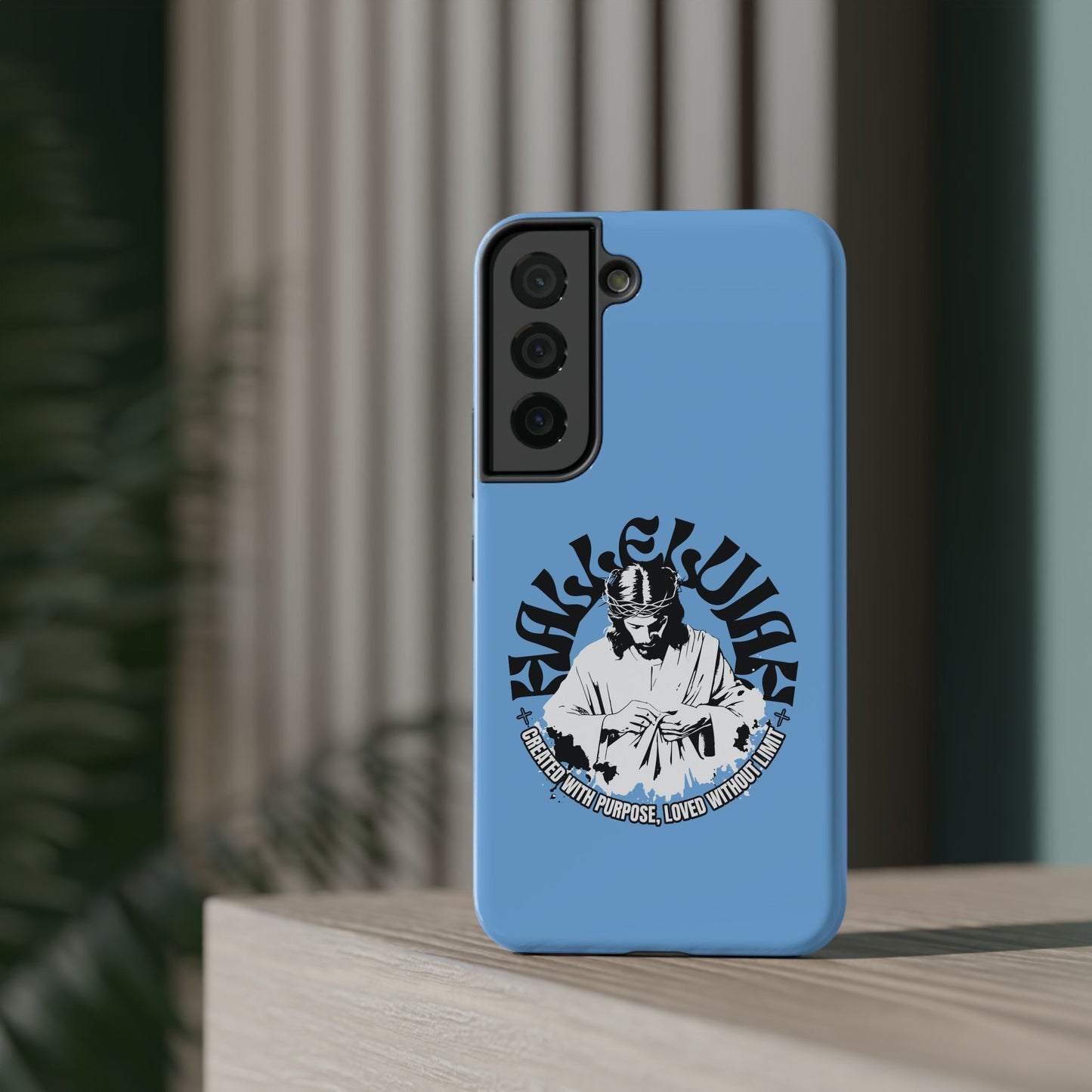Durable Impact-Resistant Phone Case - 'Created with Purpose, Loved Without Limits' Design